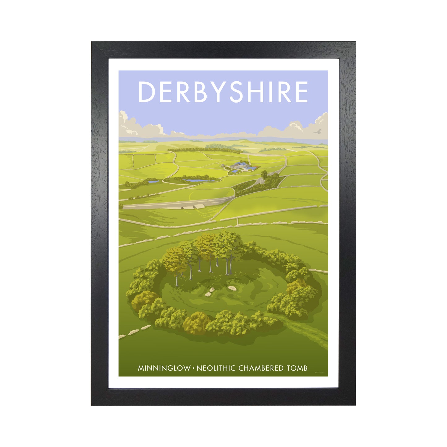 DERBYSHIRE MINNINGLOW A3 by Stephen Millership Black Grain