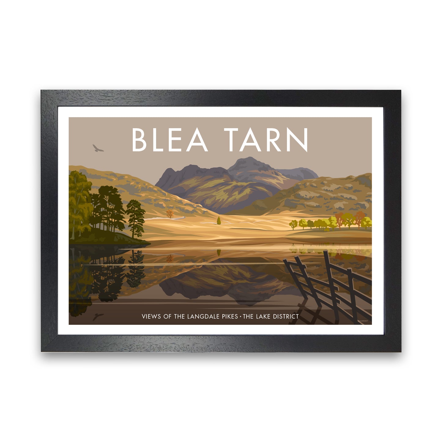 THE LAKES BLEA TARN A3 by Stephen Millership Black Grain