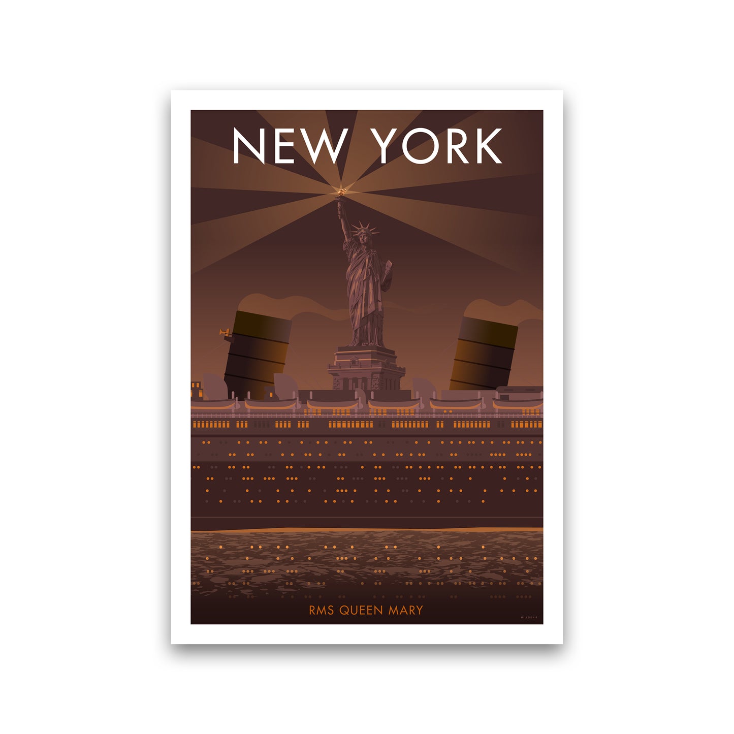 New York Sepia Art Print by Stephen Millership
