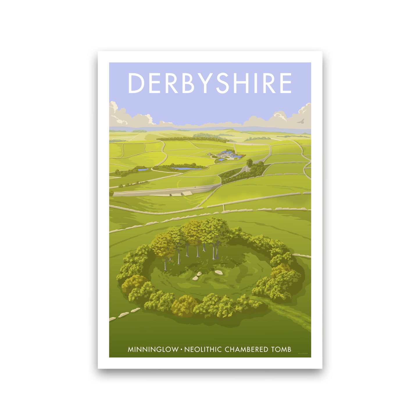DERBYSHIRE MINNINGLOW A3 by Stephen Millership Print Only