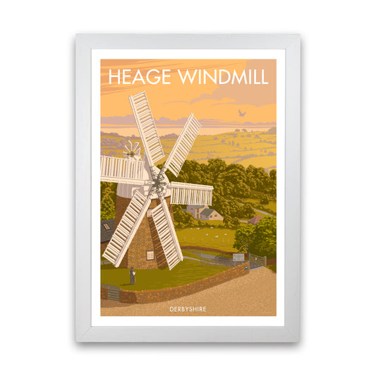 DERBYSHIRE HEAGE WINDMILL A3 by Stephen Millership White Grain