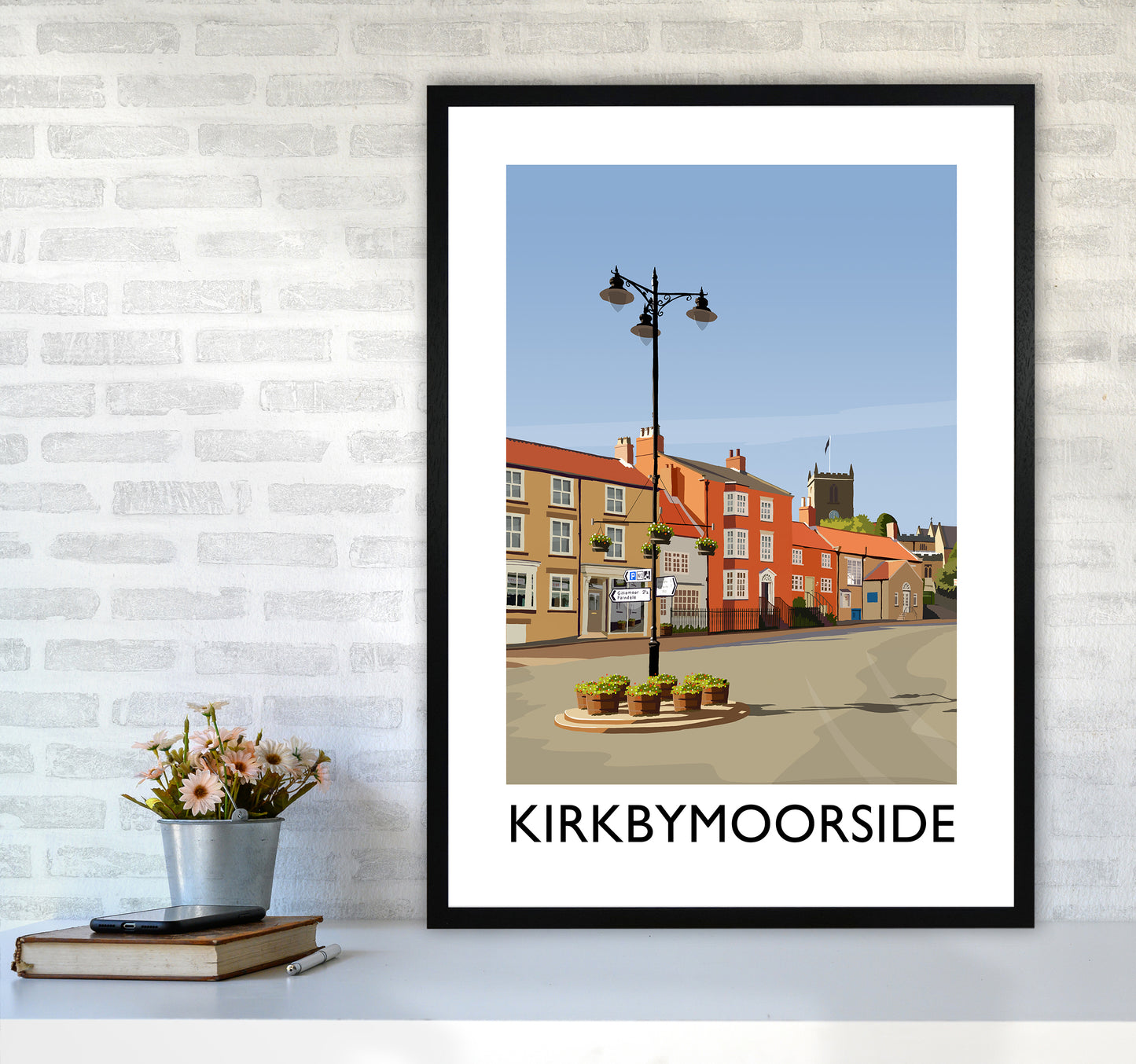 Kirkbymoorside Portrait Art Print by Richard O'Neill A1 White Frame