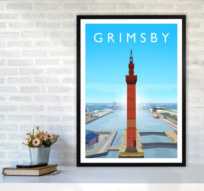 Grimsby Portrait Art Print by Richard O'Neill A1 White Frame
