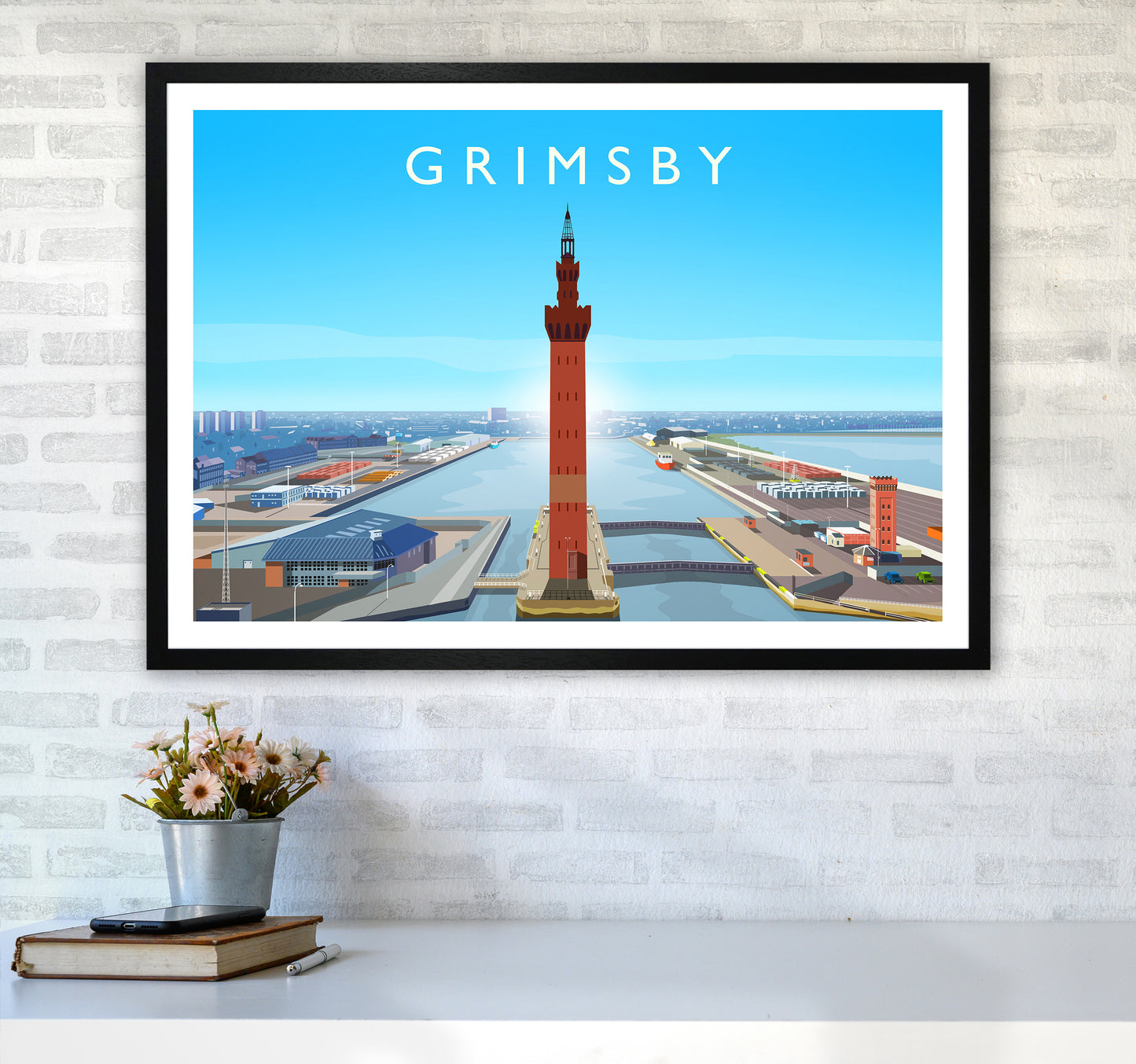 Grimsby Art Print by Richard O'Neill A1 White Frame