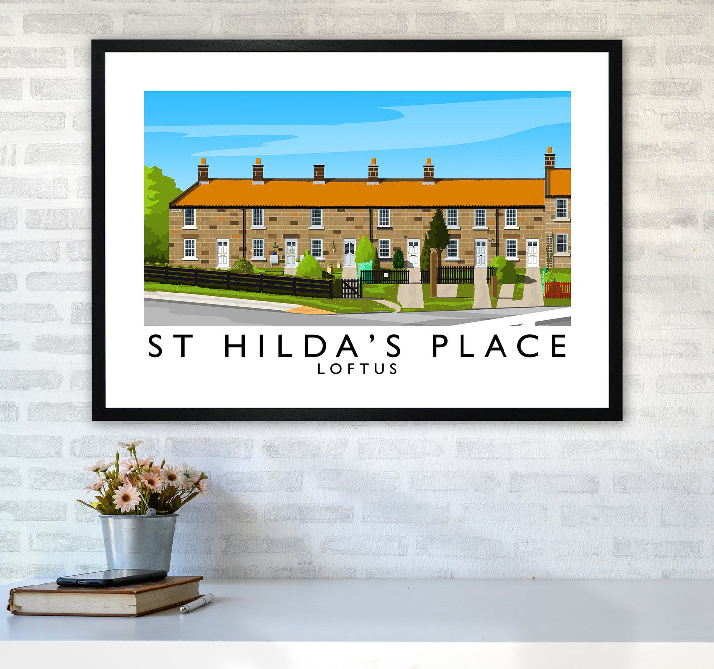 St Hilda's Place Art Print by Richard O'Neill A1 White Frame