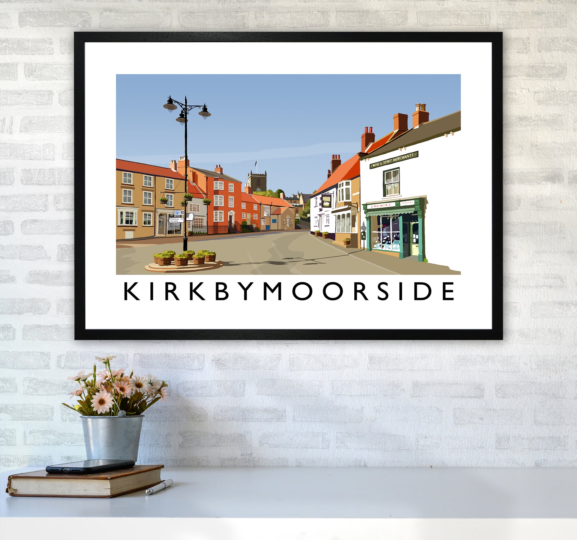 Kirkbymoorside Art Print by Richard O'Neill A1 White Frame