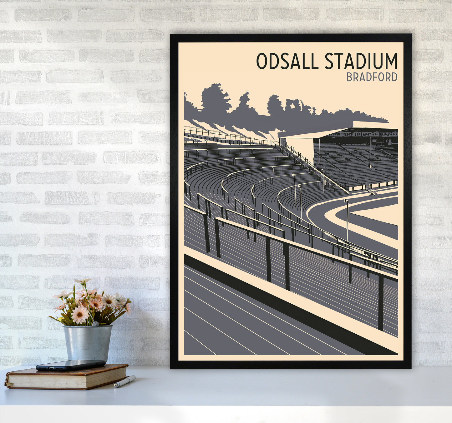 Odsal Stadium, Bradford Travel Art Print by Richard O'Neill A1 White Frame