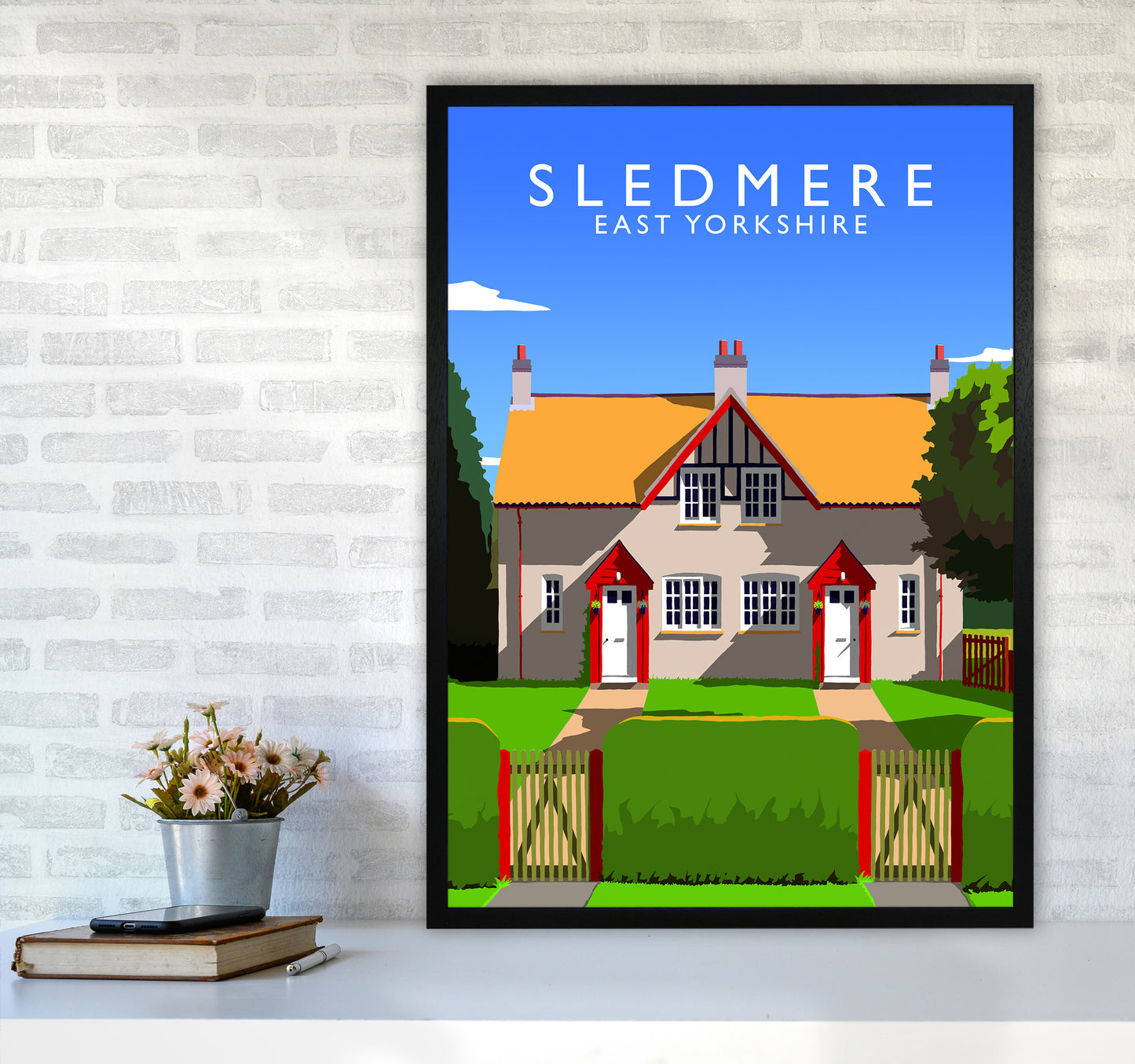 Sledmere portrait Travel Art Print by Richard O'Neill A1 White Frame