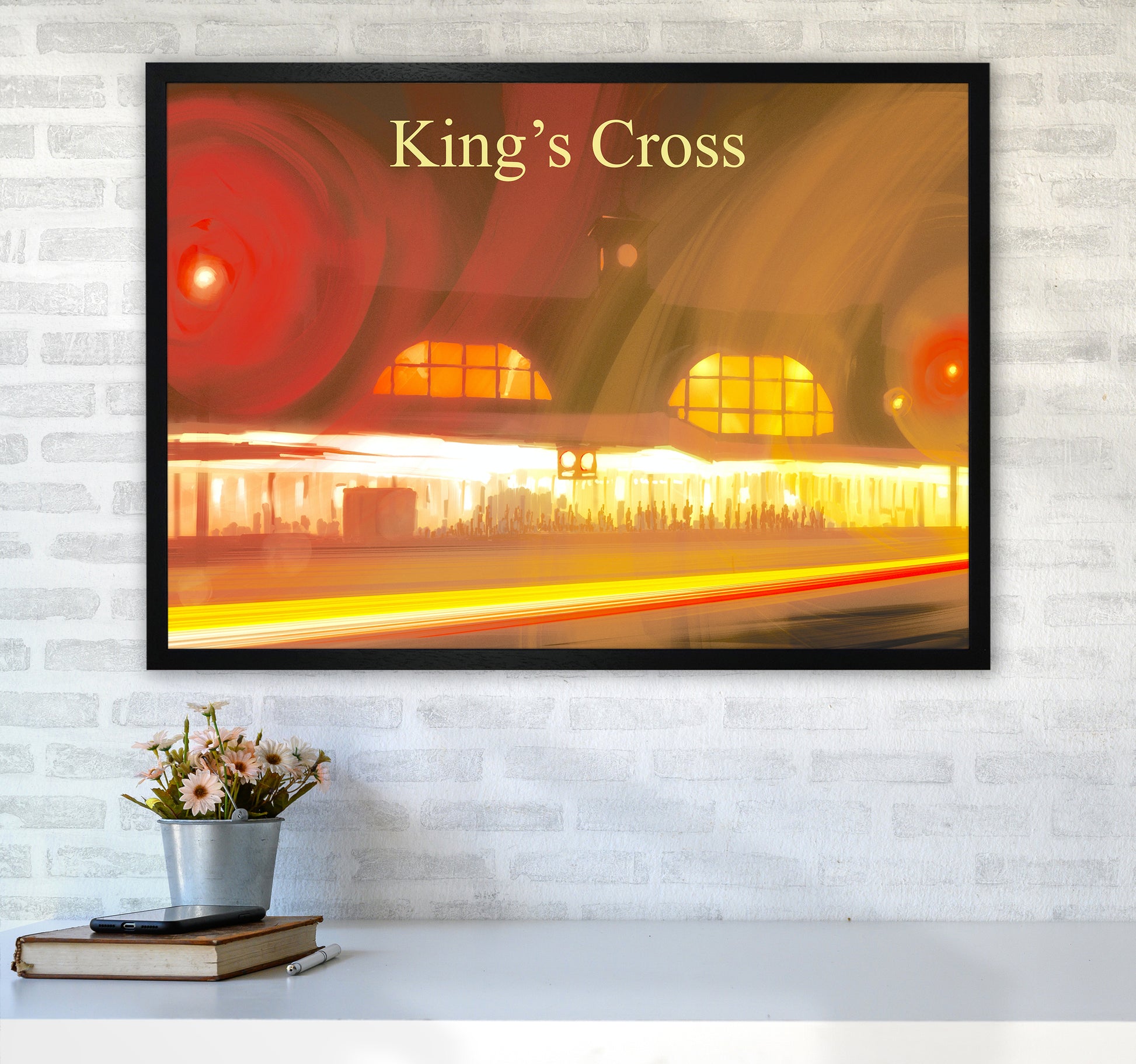 King's Cross Travel Art Print by Richard O'Neill A1 White Frame