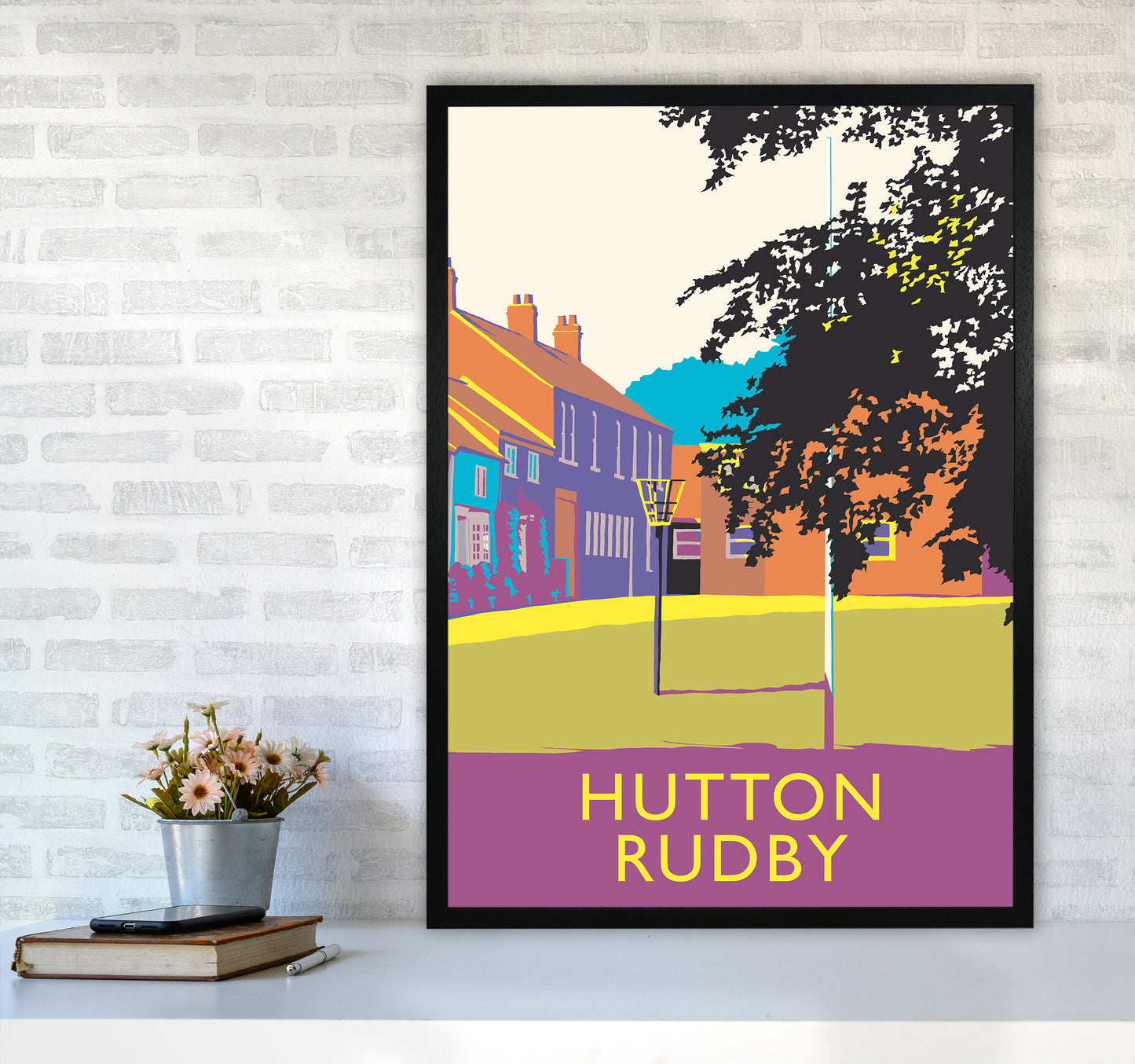 Hutton Rudby portrait Travel Art Print by Richard O'Neill A1 White Frame