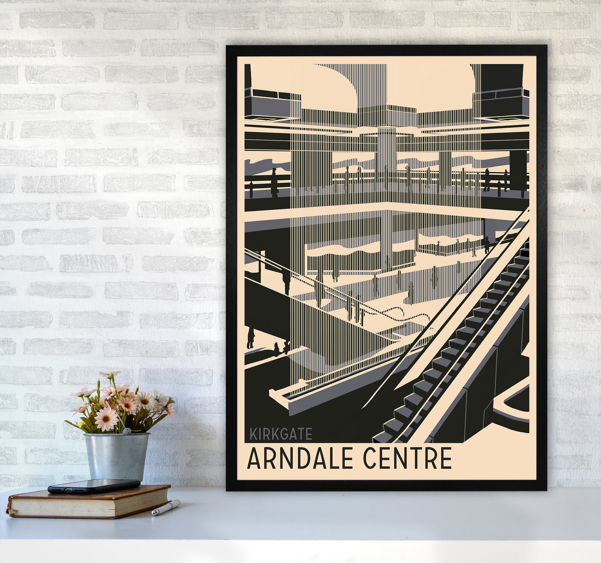 Kirkgate Arndale Centre Travel Art Print by Richard O'Neill A1 White Frame