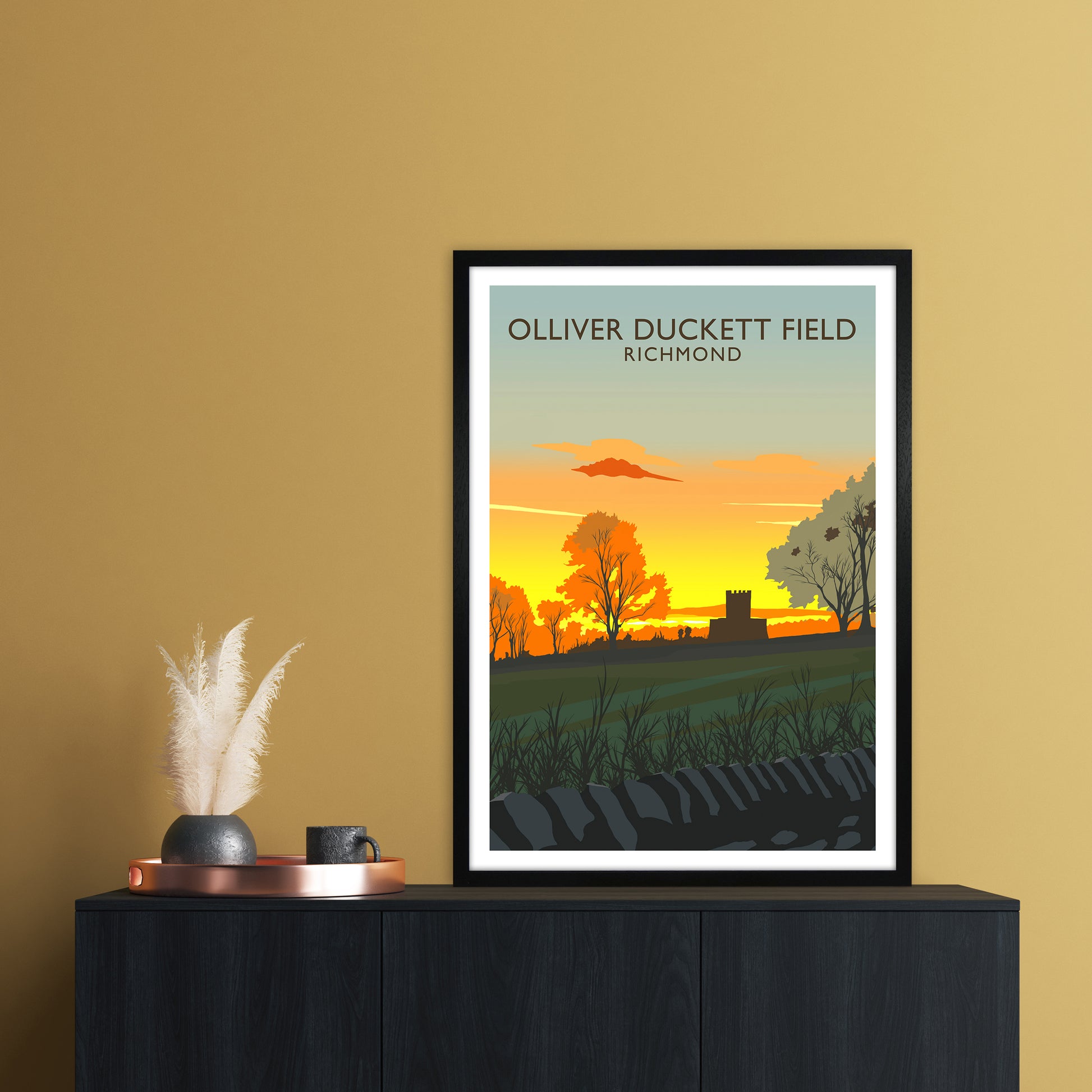 Olliver Duckett Field Portrait Travel Art Print by Richard O'Neill A1 White Frame