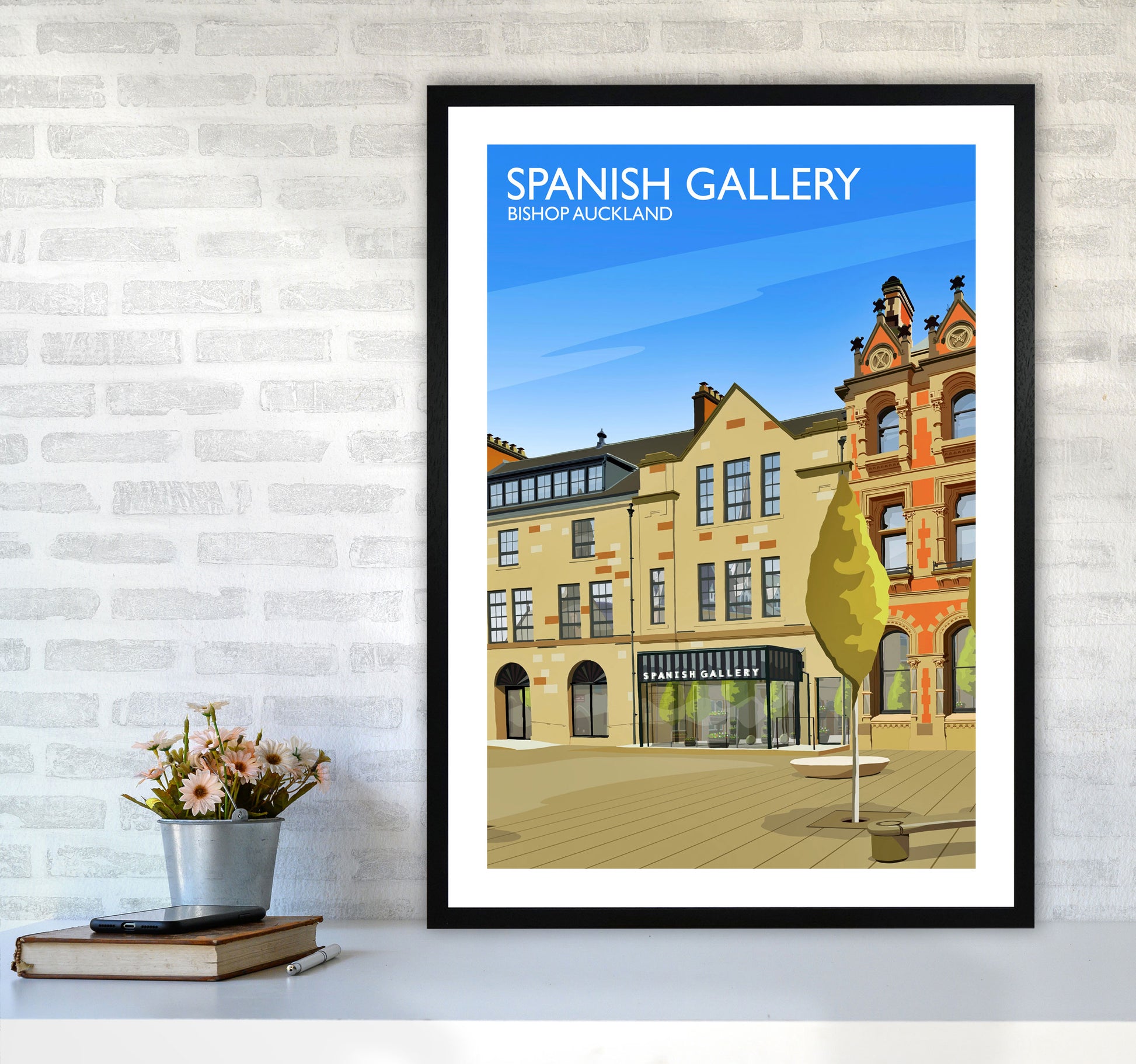 Spanish Gallery portrait Travel Art Print by Richard O'Neill A1 White Frame