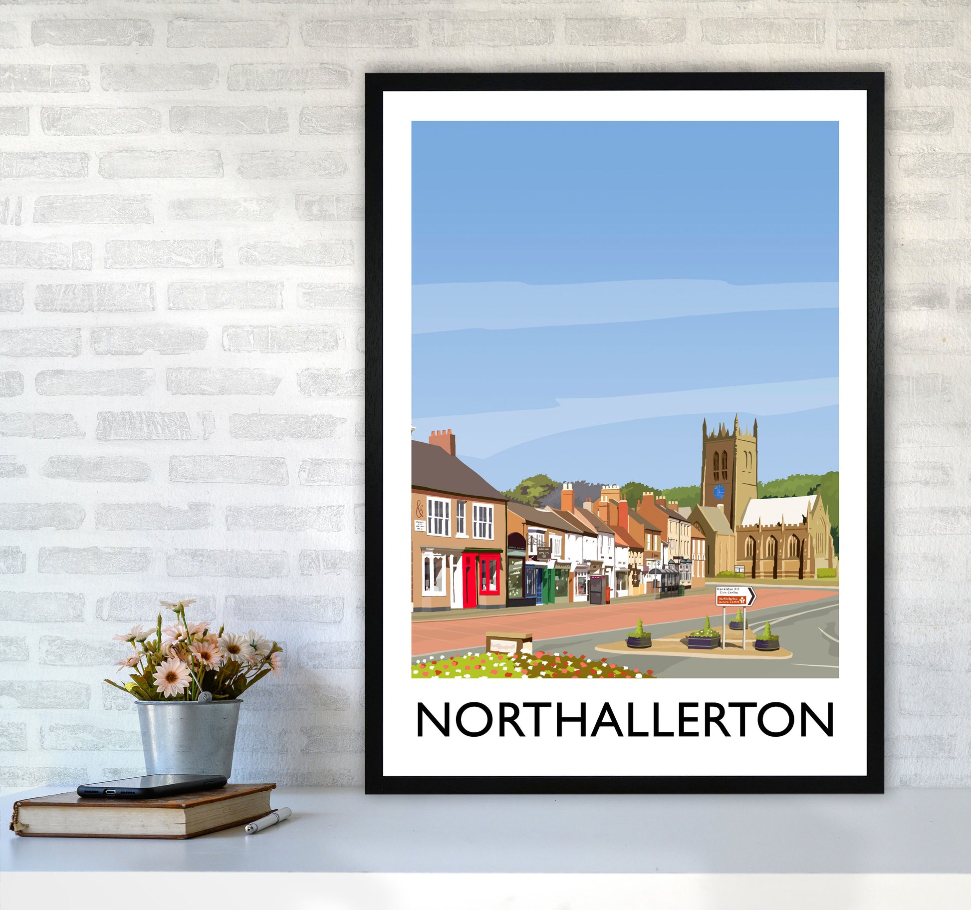 Northallerton 5 portrait Travel Art Print by Richard O'Neill A1 White Frame