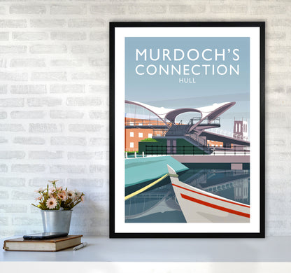 Murdoch's Connection portrait Travel Art Print by Richard O'Neill A1 White Frame
