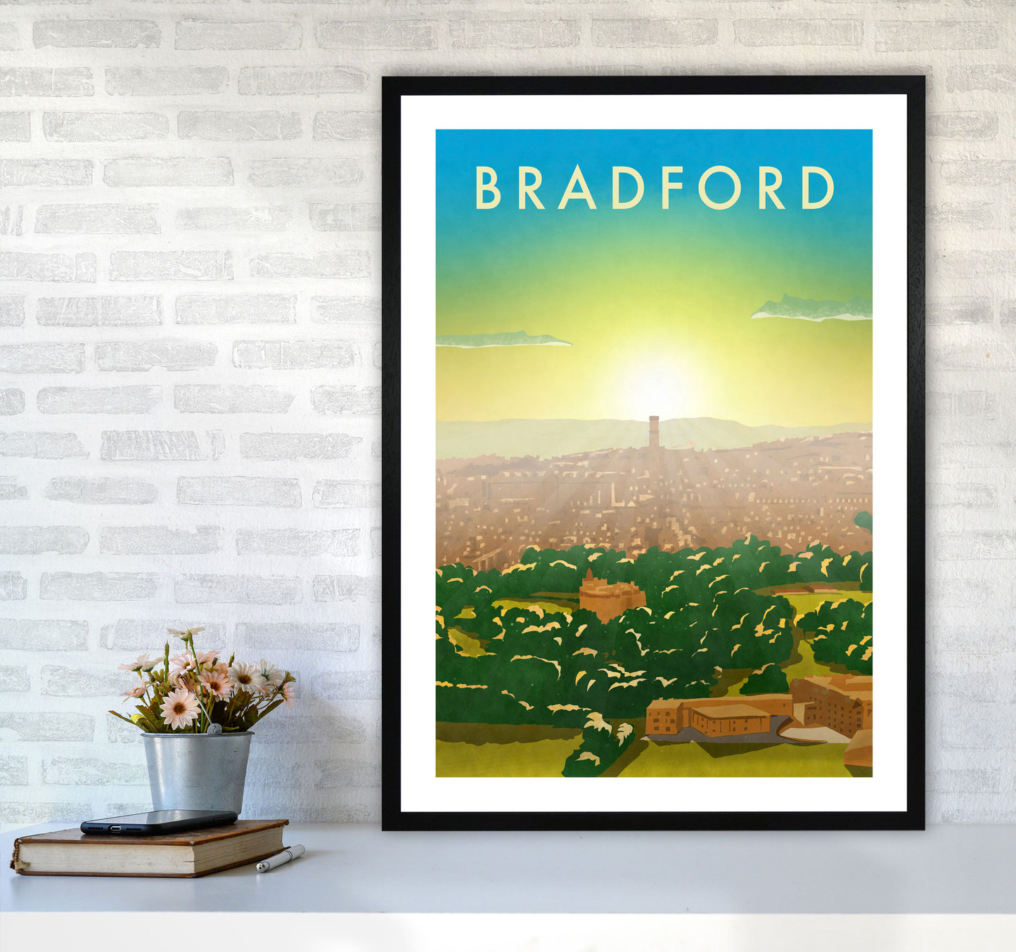 Bradford 2 portrait Travel Art Print by Richard O'Neill A1 White Frame