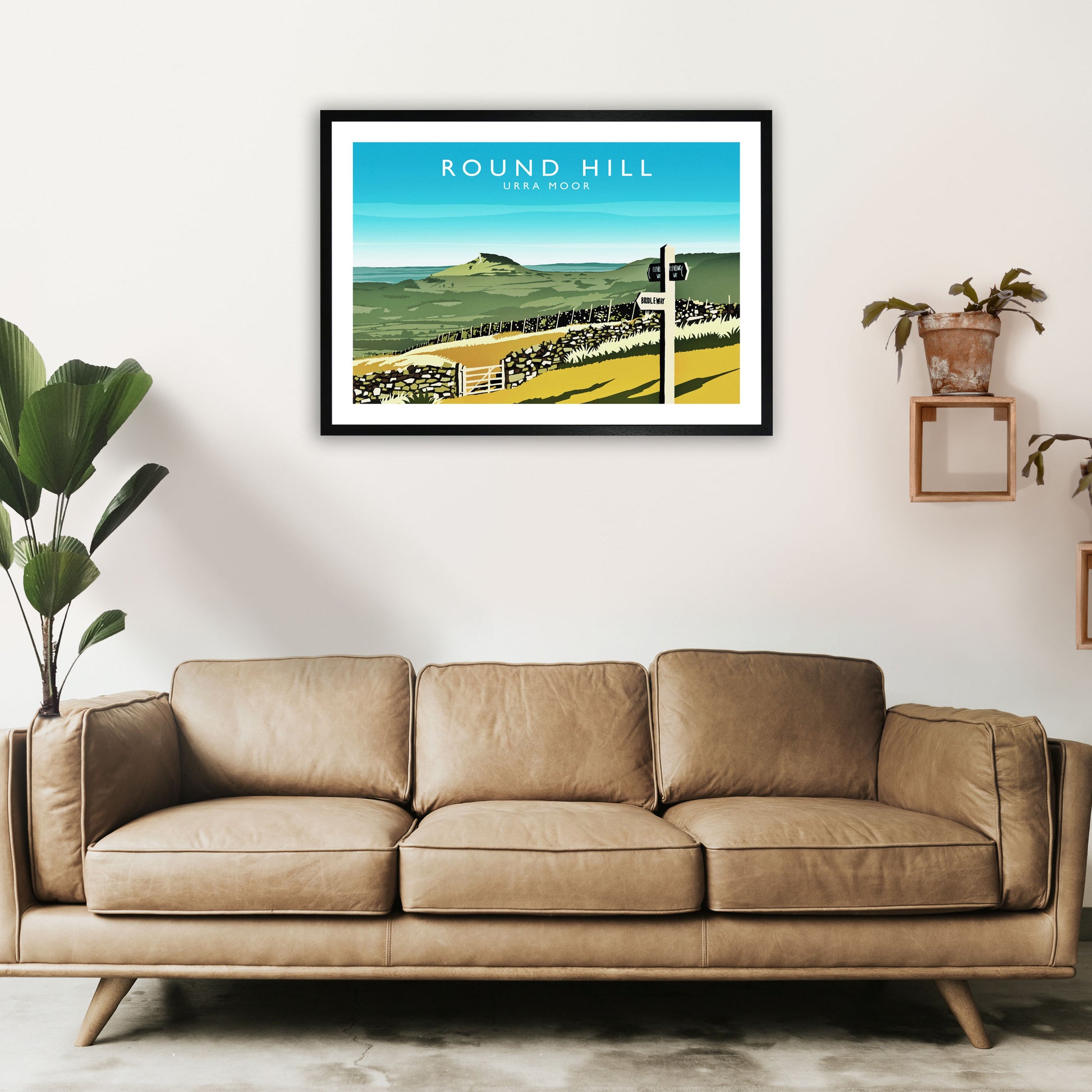 Round Hill Travel Art Print by Richard O'Neill A1 White Frame