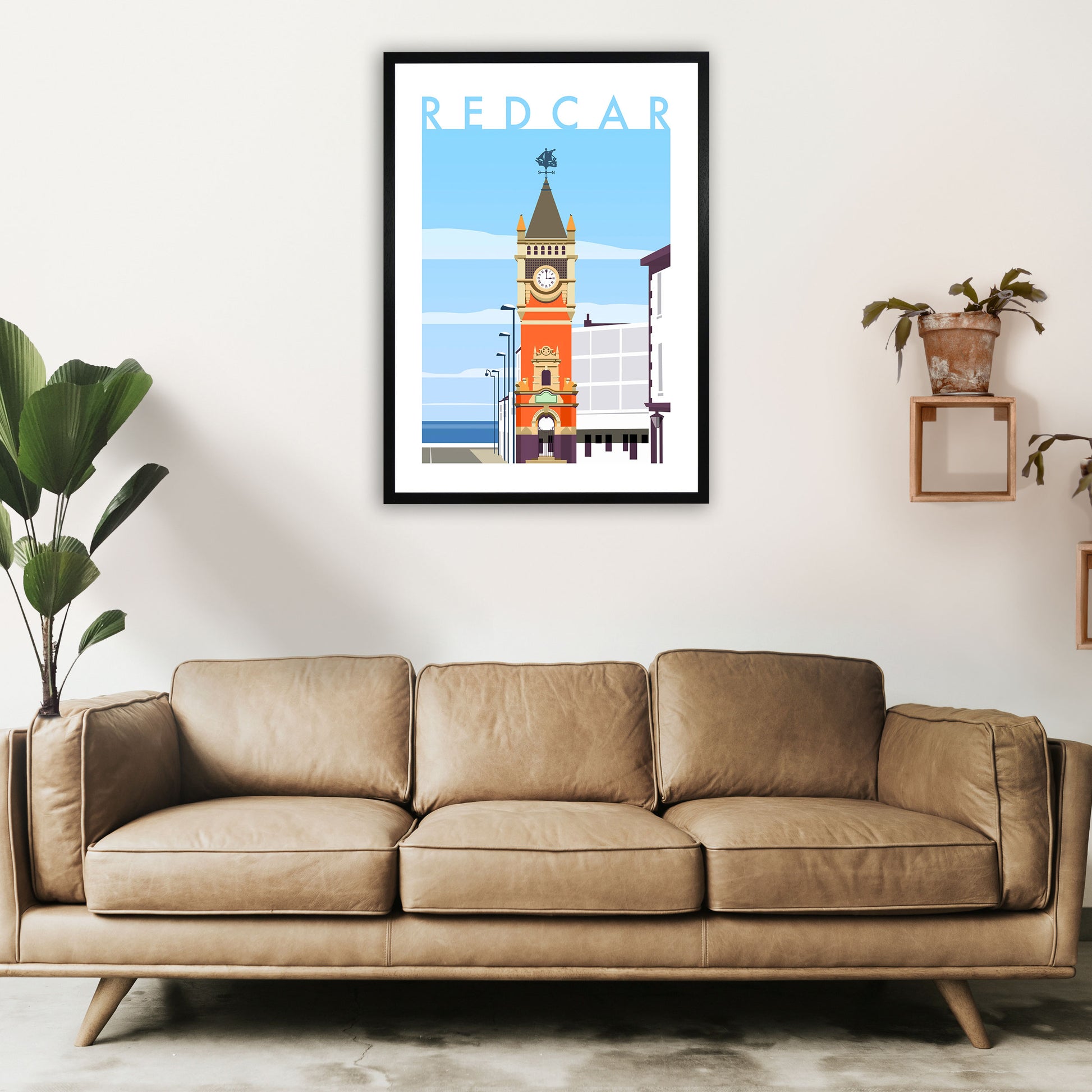 Redcar 3 Travel Art Print by Richard O'Neill A1 White Frame