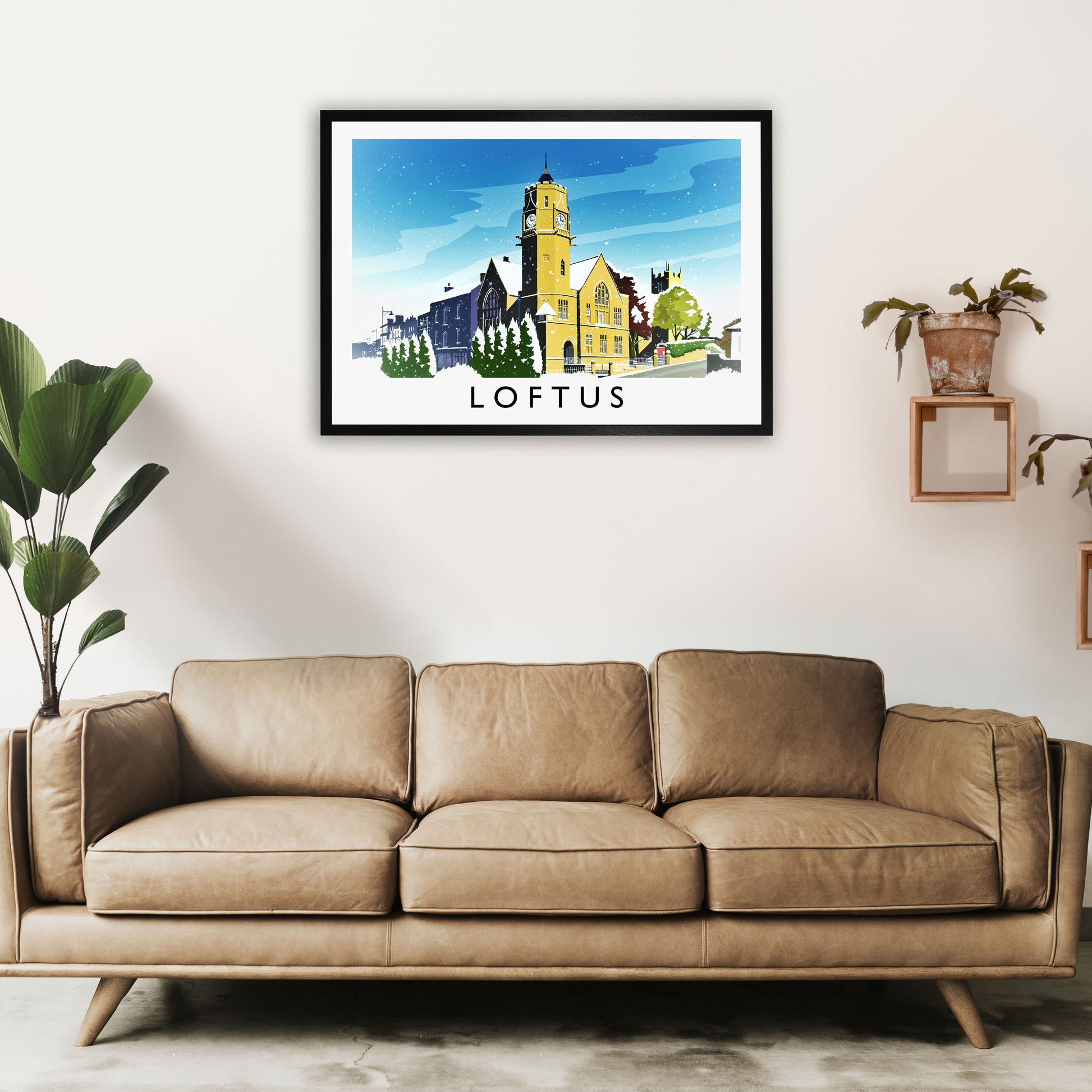 Loftus (Snow) Travel Art Print by Richard O'Neill A1 White Frame