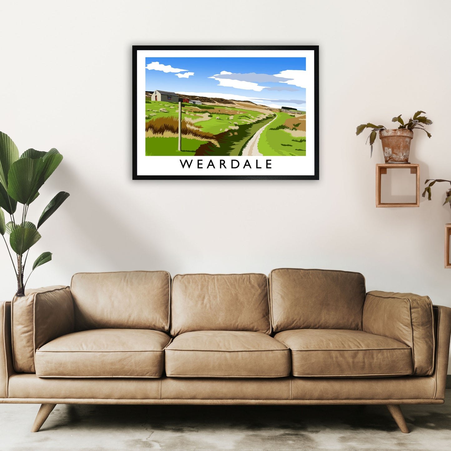 Weardale Travel Art Print by Richard O'Neill A1 White Frame