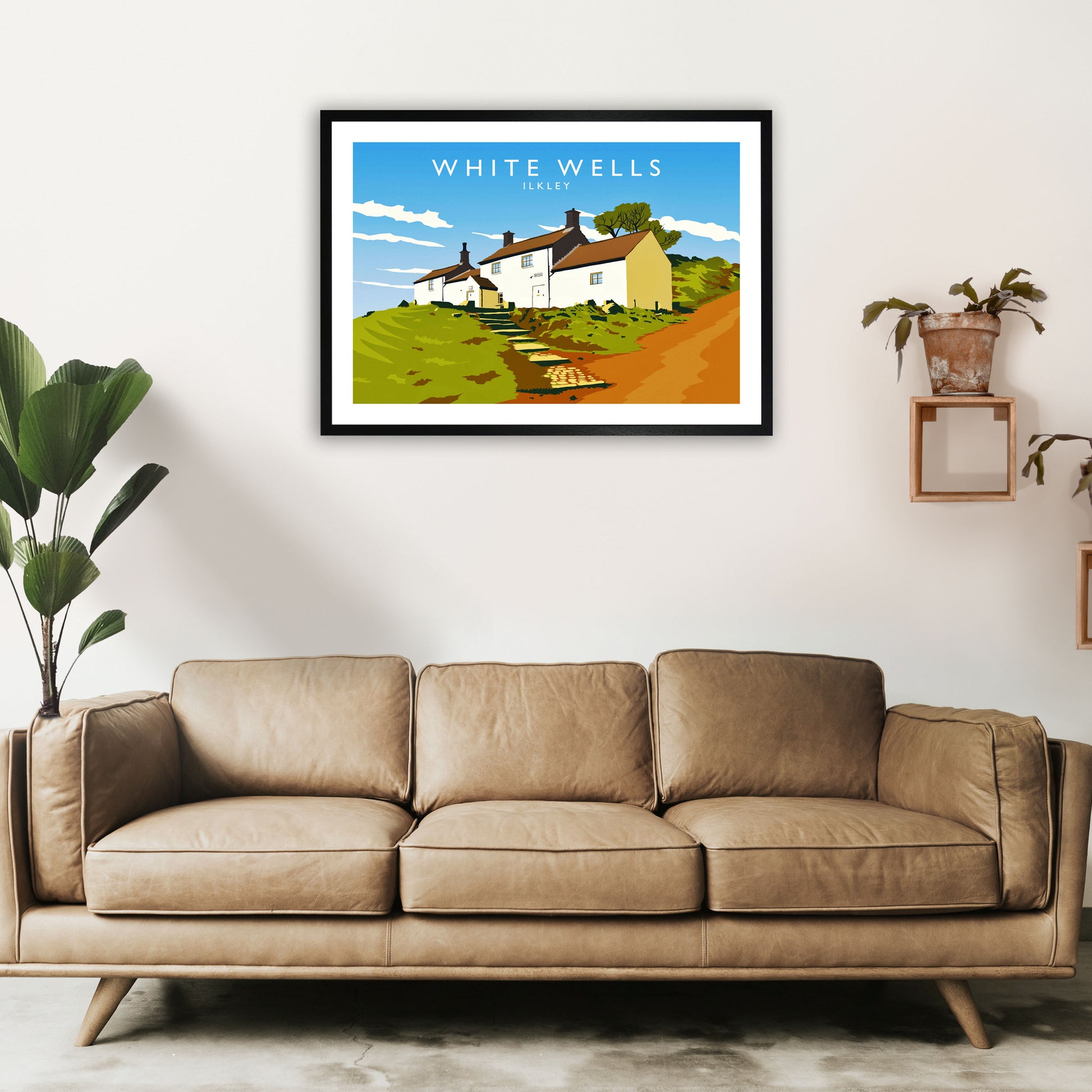 White Wells Travel Art Print by Richard O'Neill A1 White Frame