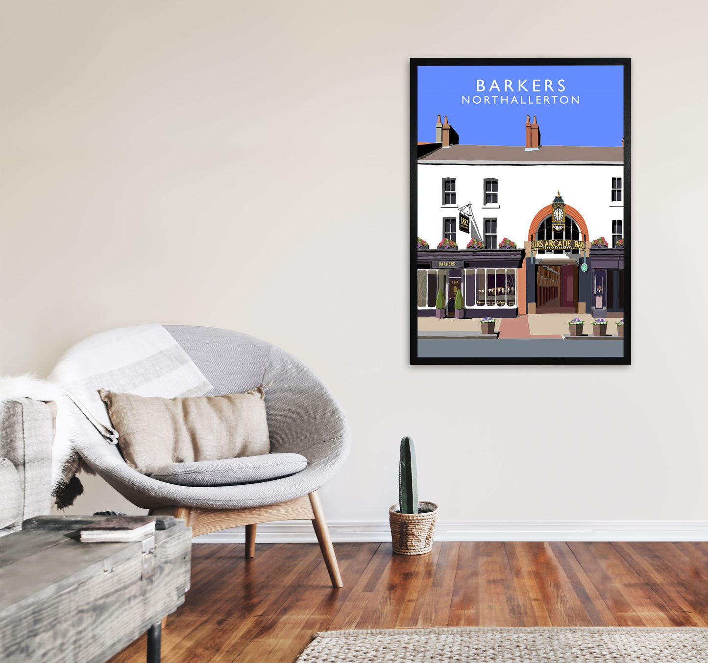 Barkers Northallerton Framed Digital Art Print by Richard O'Neill A1 White Frame