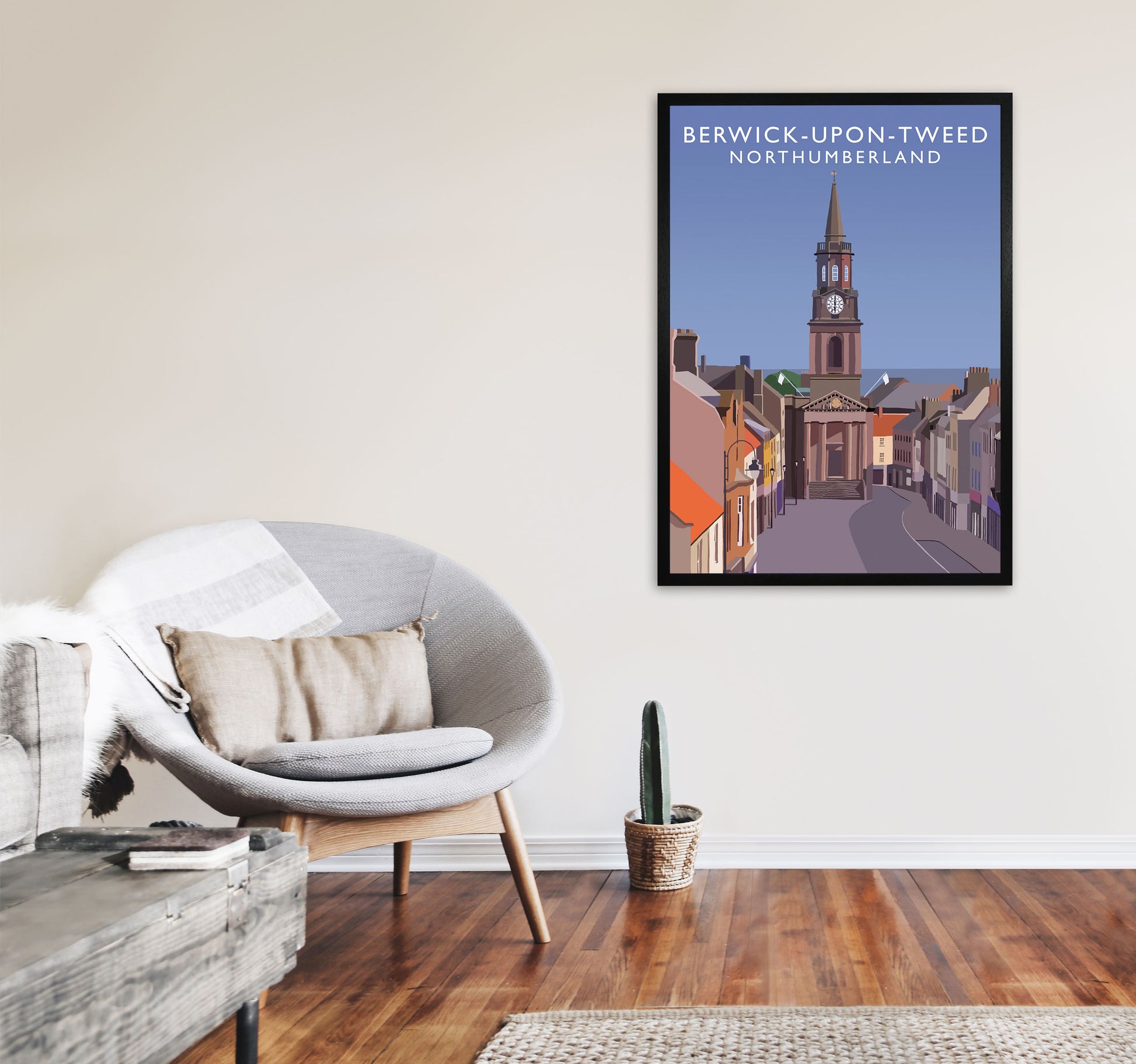 Berwick-Upon-Tweed Northumberland Art Print by Richard O'Neill A1 White Frame