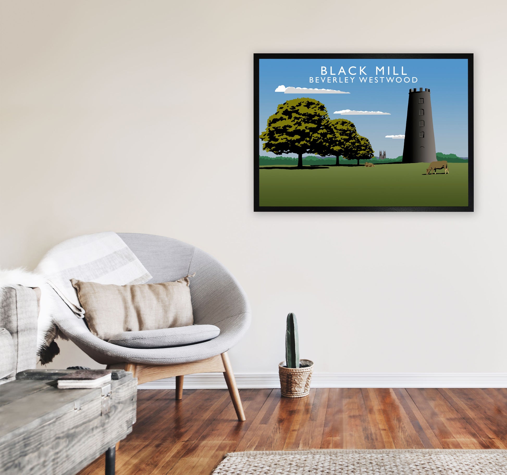 Black Mill Beverley Westwood Art Print by Richard O'Neill A1 White Frame