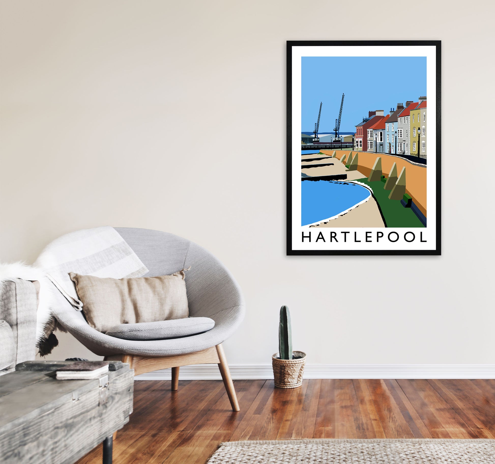 Hartlepool Framed Digital Art Print by Richard O'Neill A1 White Frame