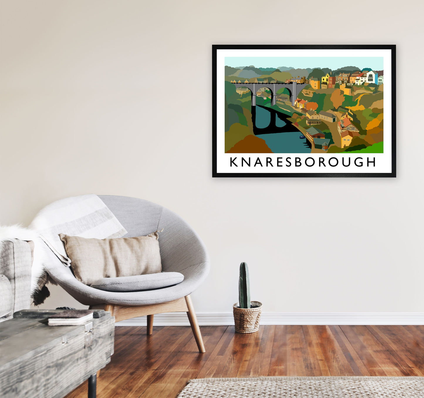 Knaresborough Framed Digital Art Print by Richard O'Neill A1 White Frame