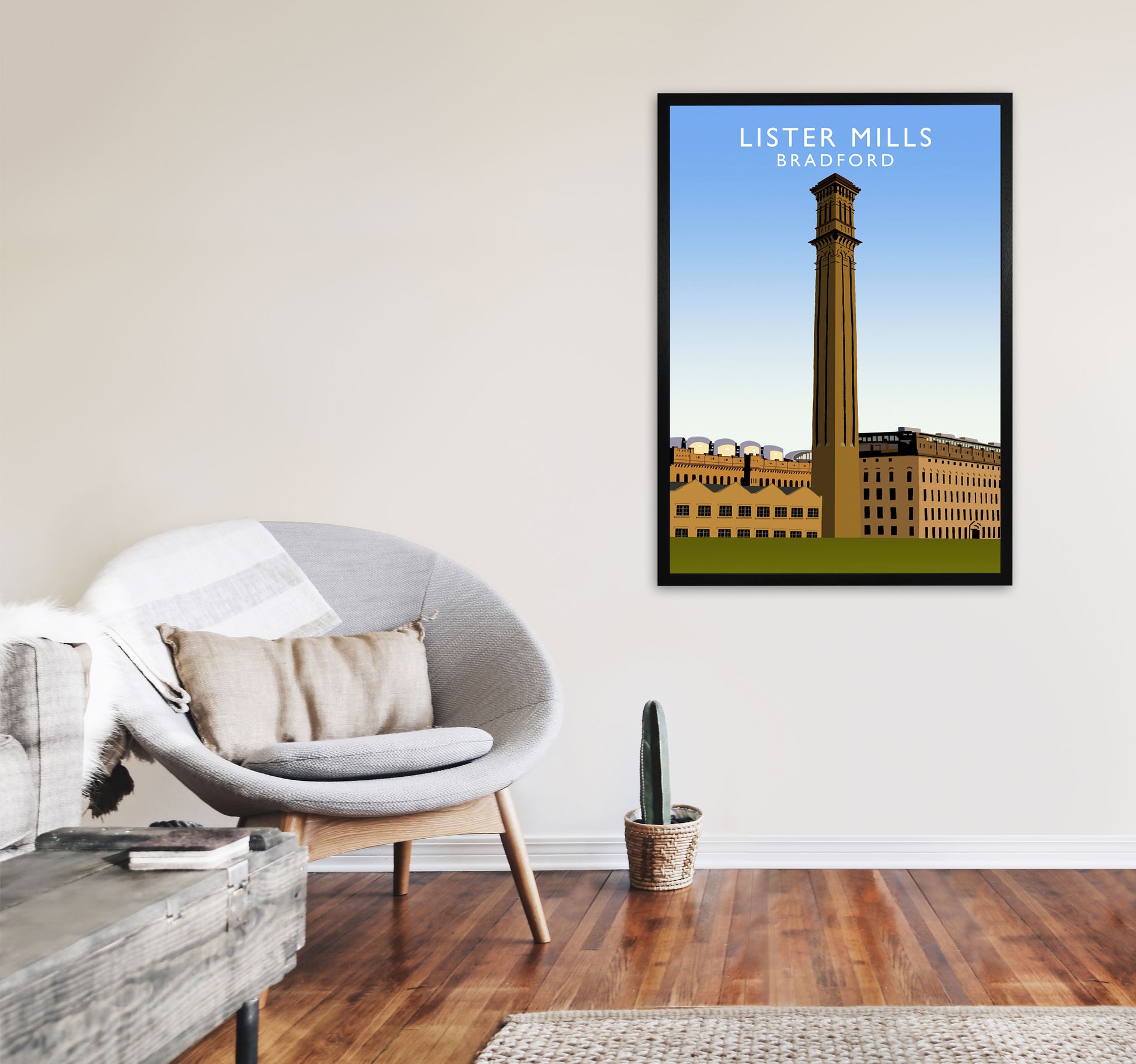 Lister Mills Bradford Art Print by Richard O'Neill A1 White Frame