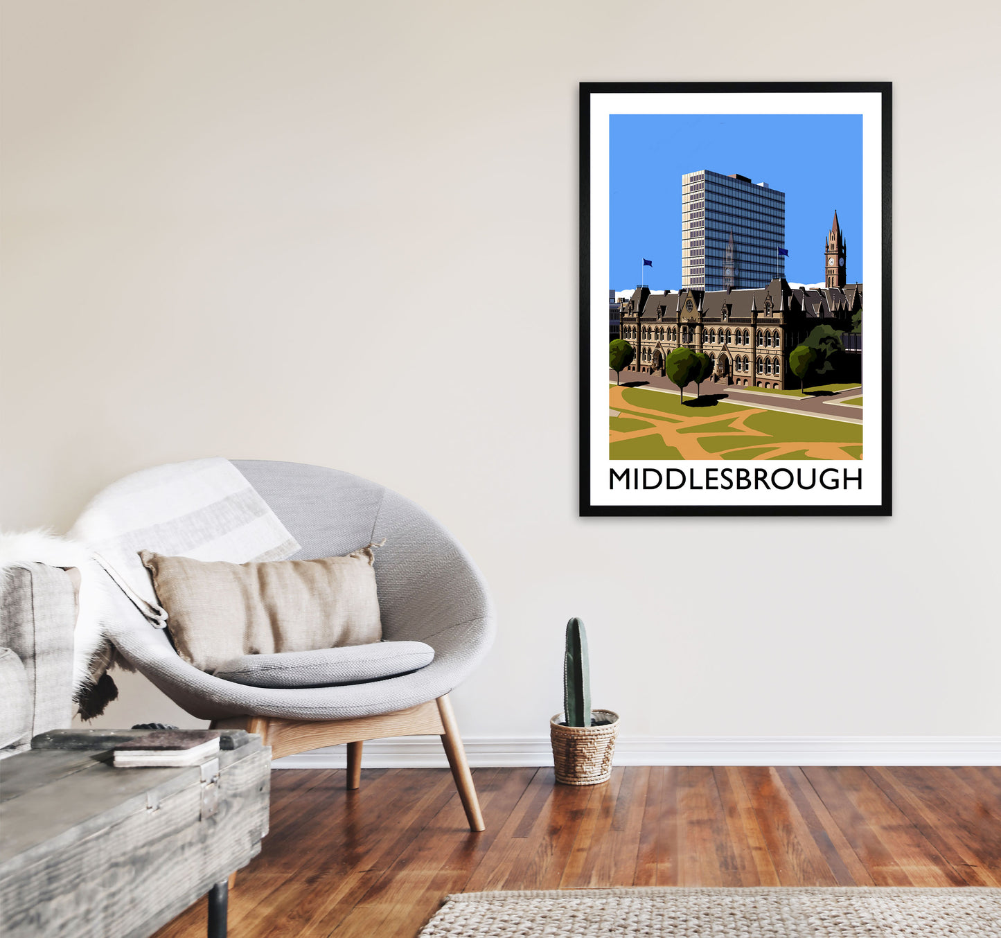 Middlesbrough Art Print by Richard O'Neill A1 White Frame