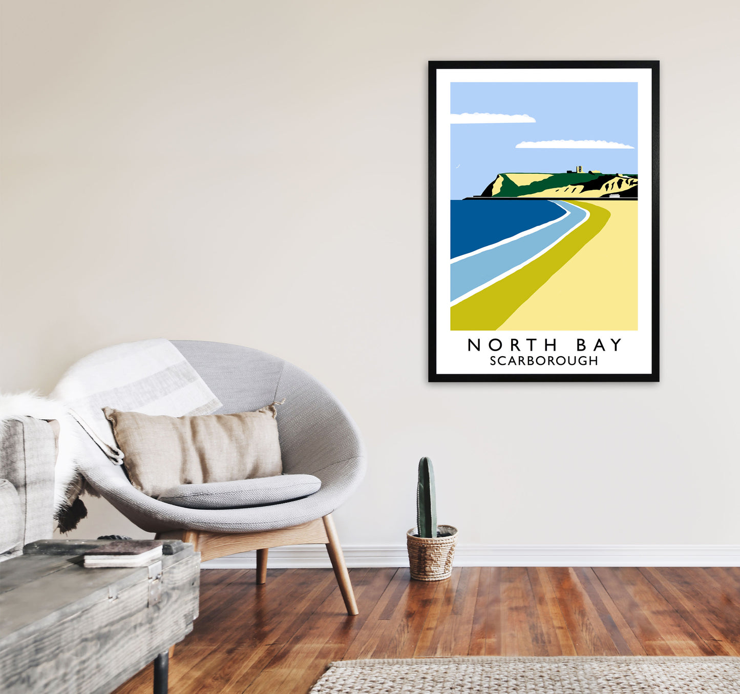 North Bay Scarborough Art Print by Richard O'Neill A1 White Frame