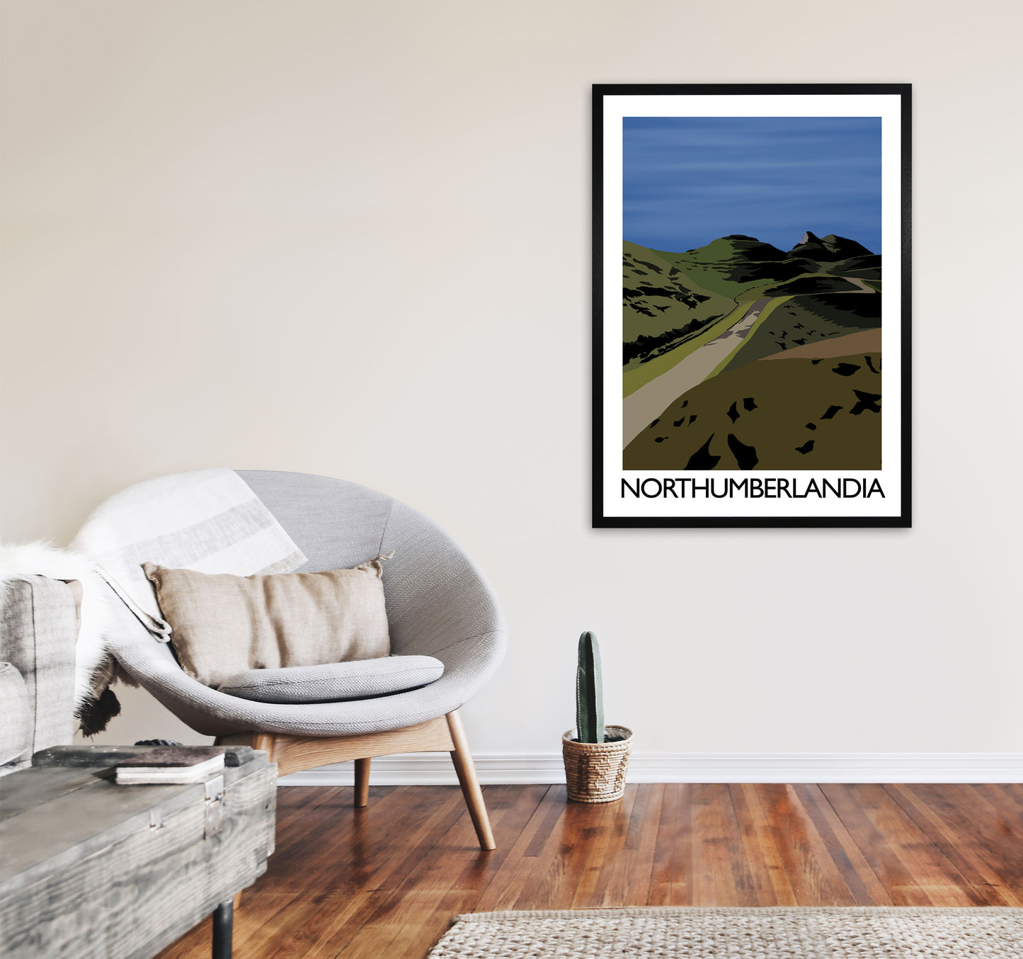 Northumberlandia Art Print by Richard O'Neill A1 White Frame