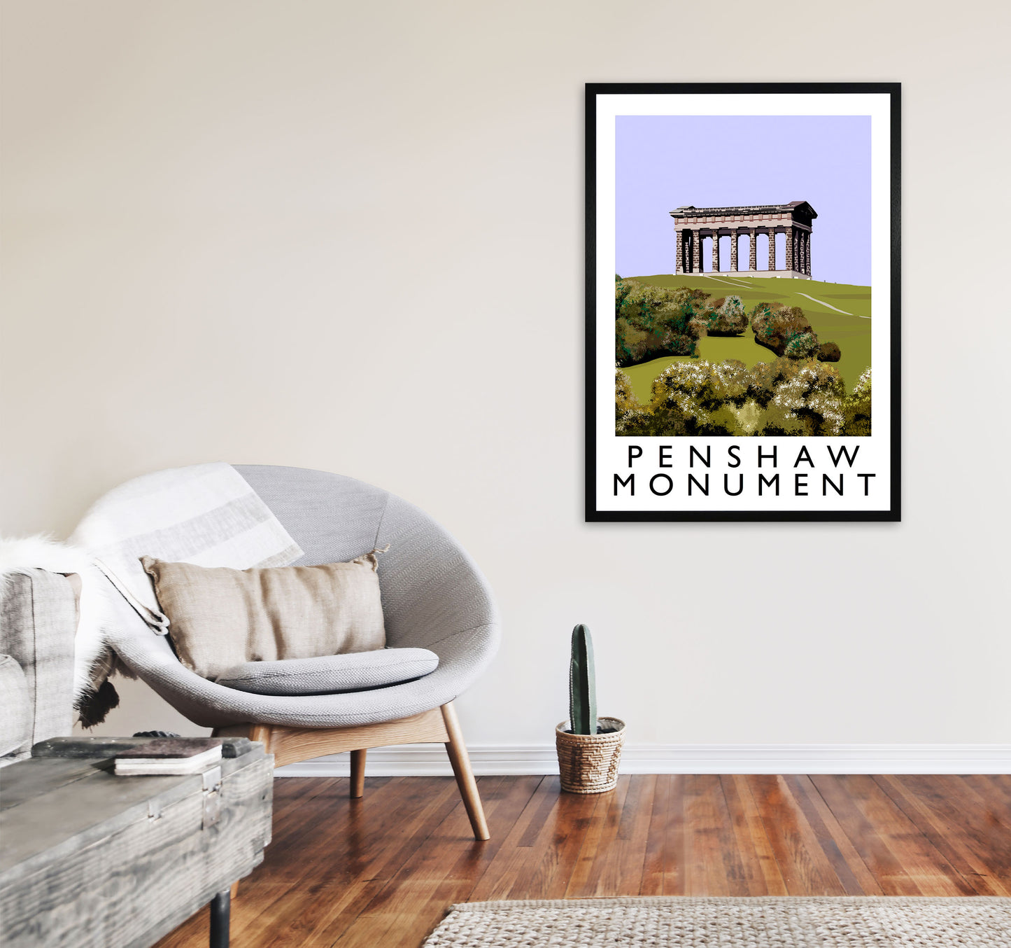 Penshaw Monument Art Print by Richard O'Neill A1 White Frame