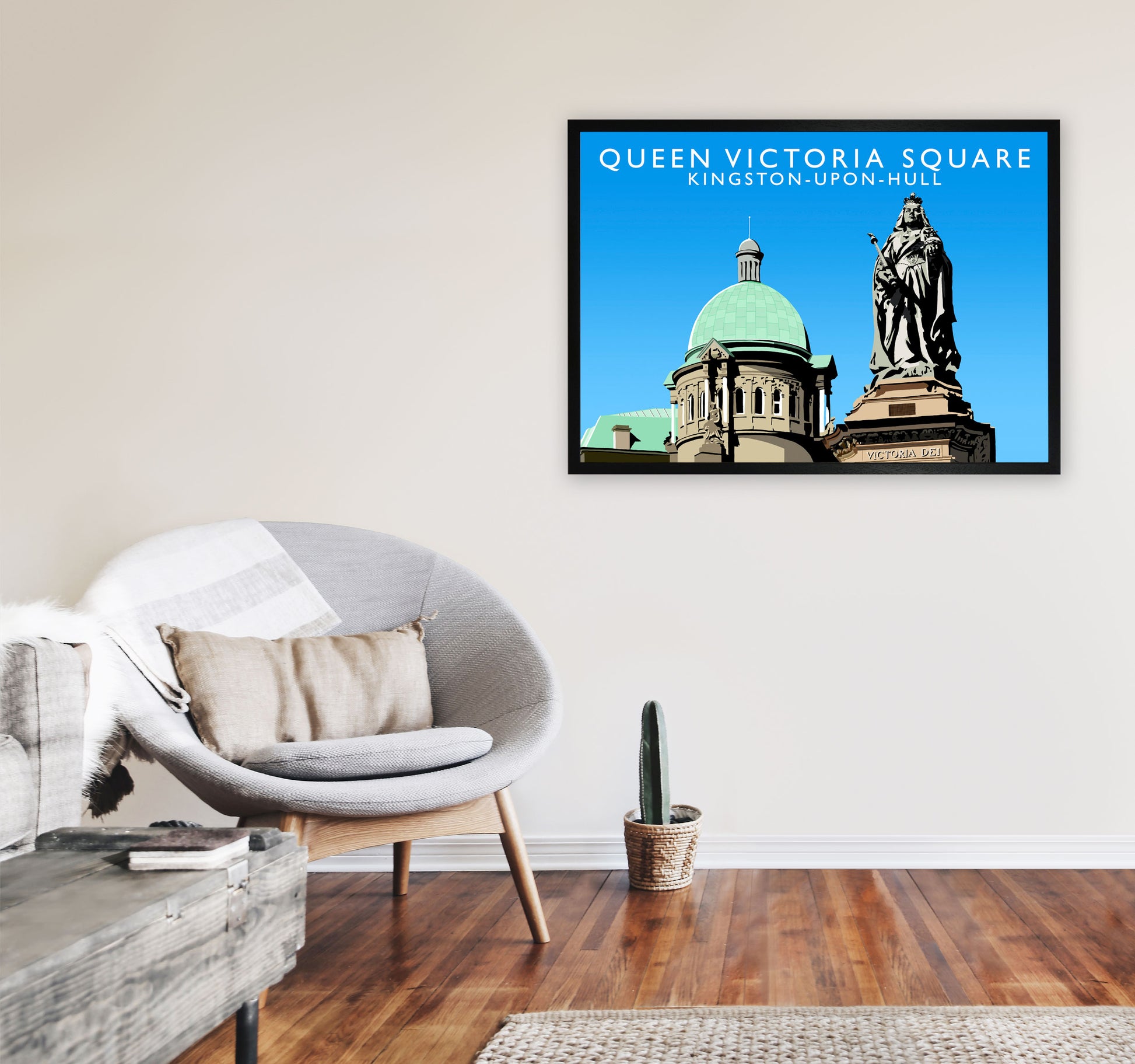 Queen Victoria Square Art Print by Richard O'Neill A1 White Frame