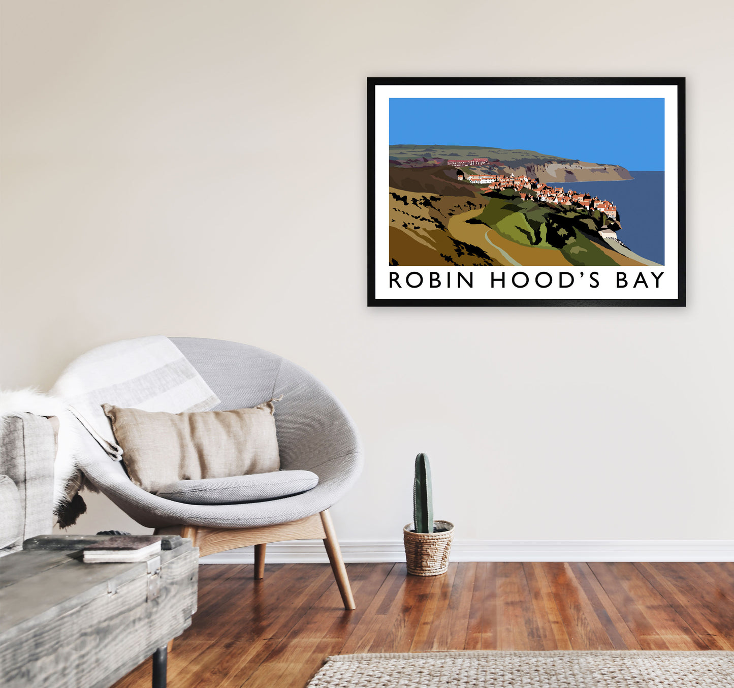 Robin Hood's Bay Art Print by Richard O'Neill A1 White Frame