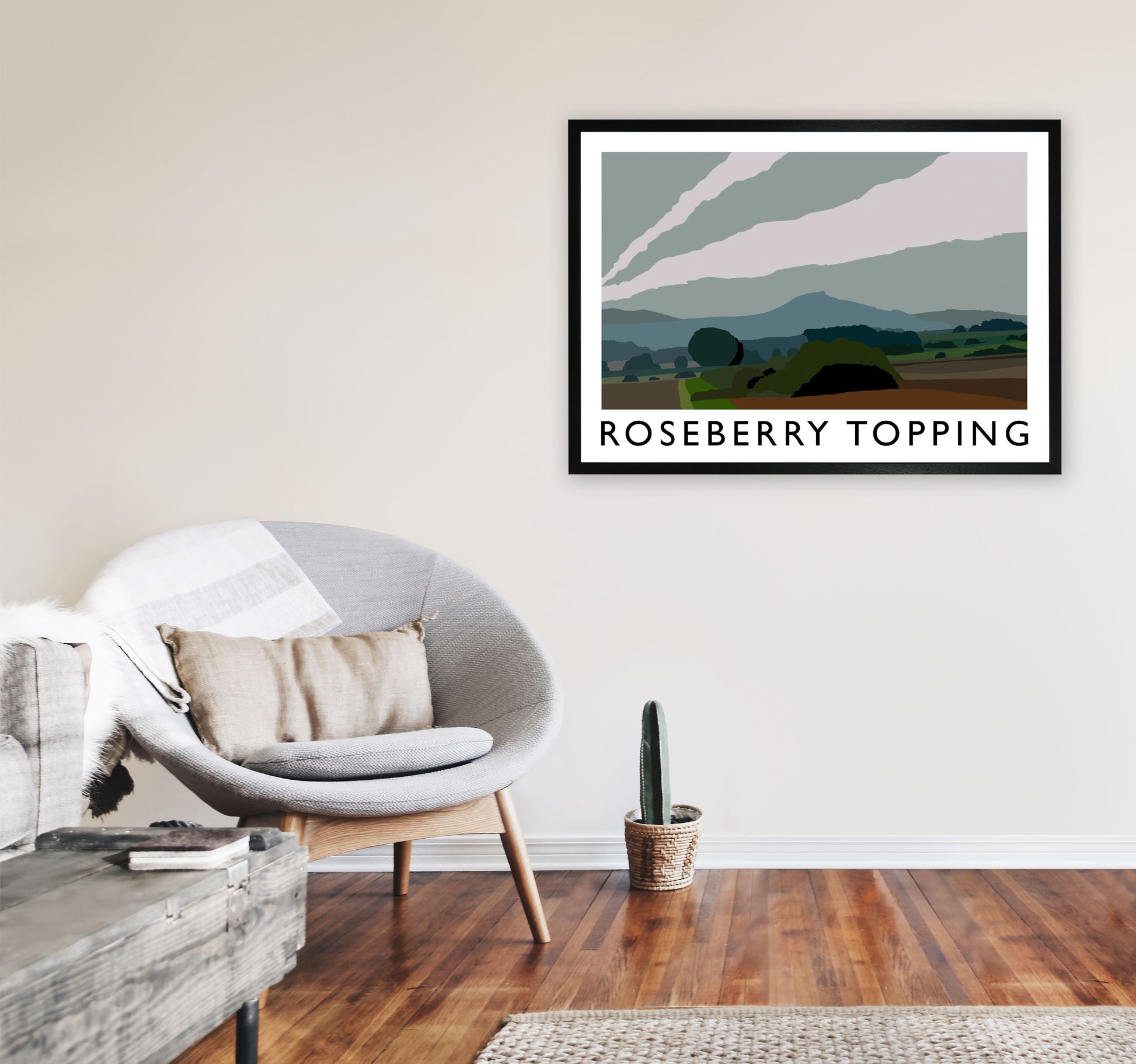 Roseberry Topping 2 Art Print by Richard O'Neill A1 White Frame