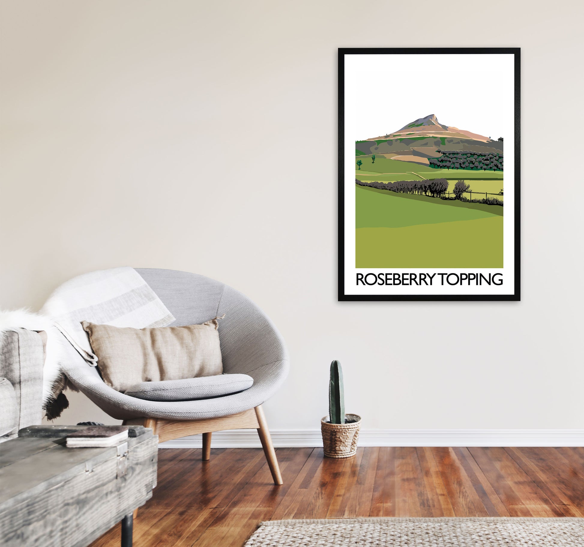 Roseberry Topping 3 Art Print by Richard O'Neill A1 White Frame