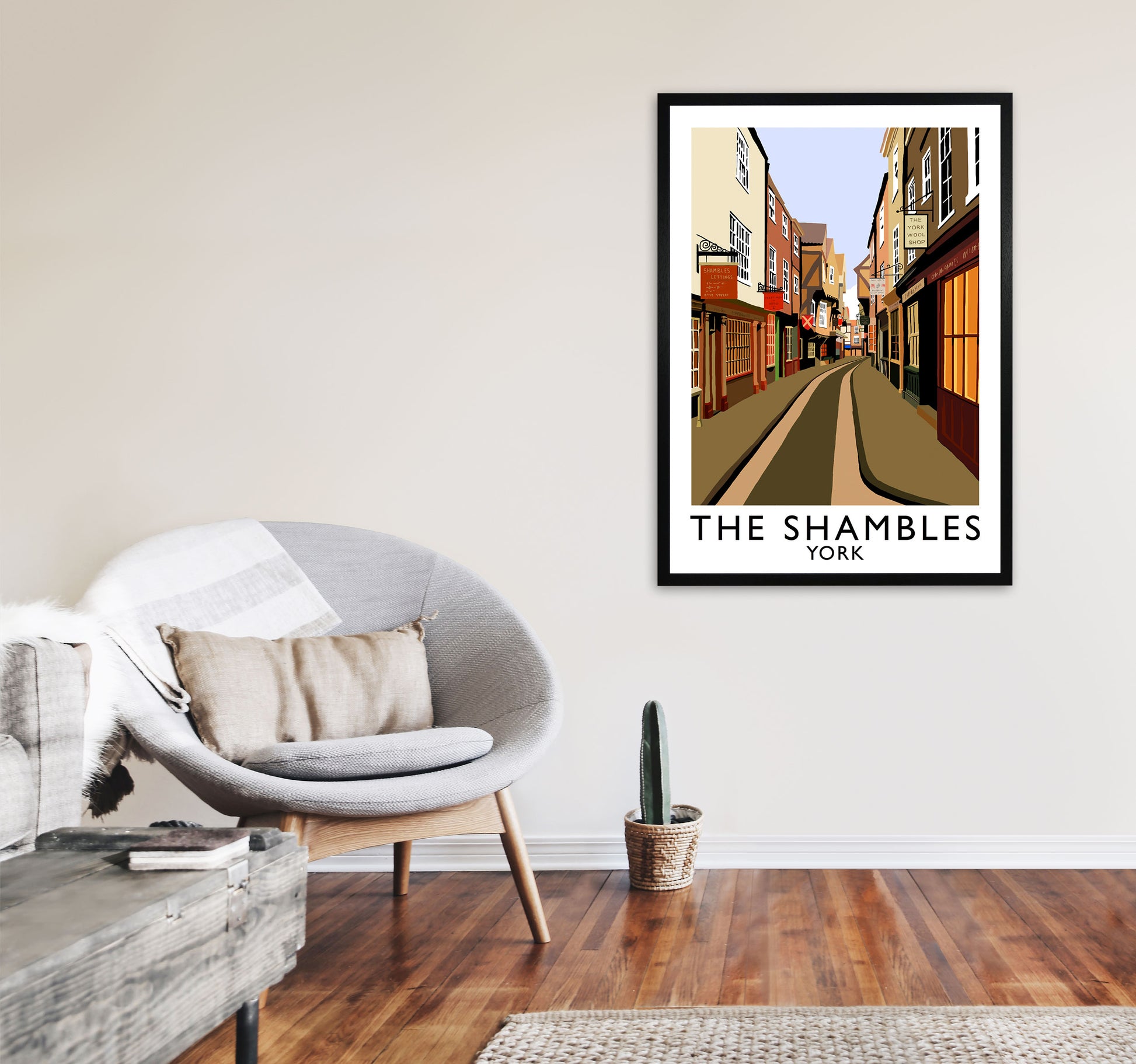 The Shambles York Framed Digital Art Print by Richard O'Neill A1 White Frame