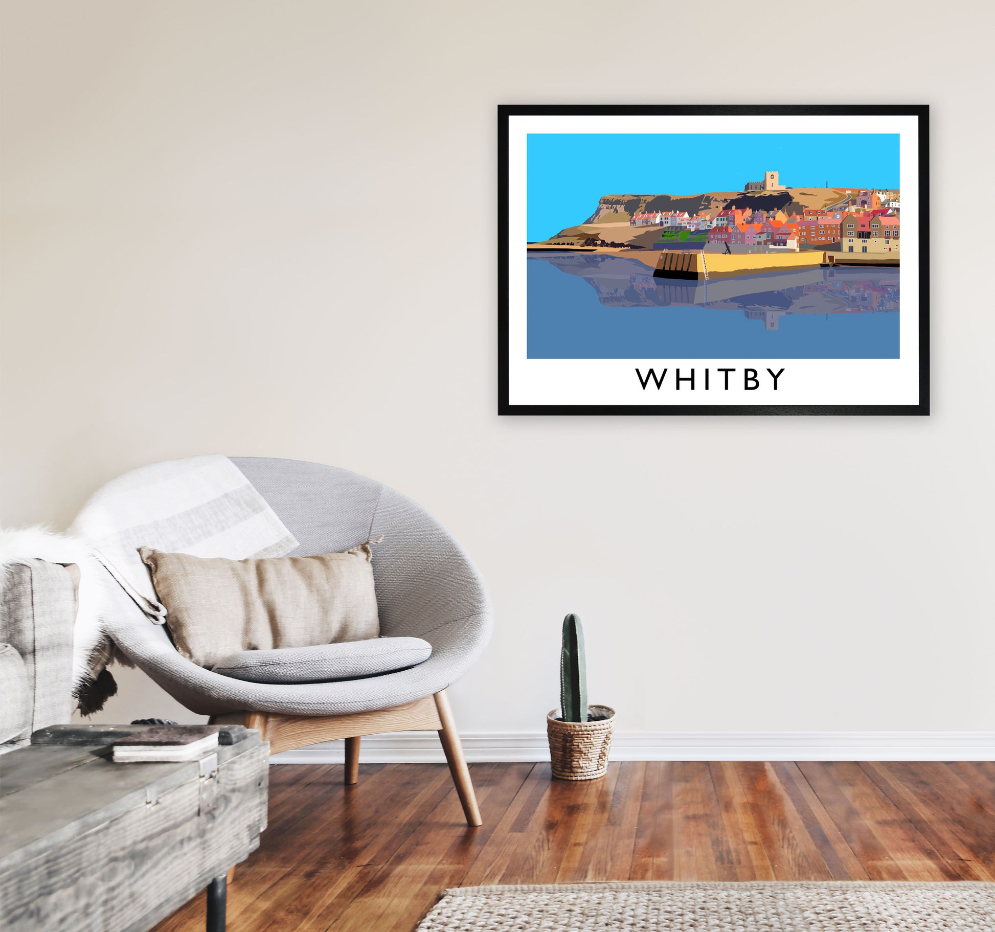 Whitby Framed Digital Art Print by Richard O'Neill A1 White Frame