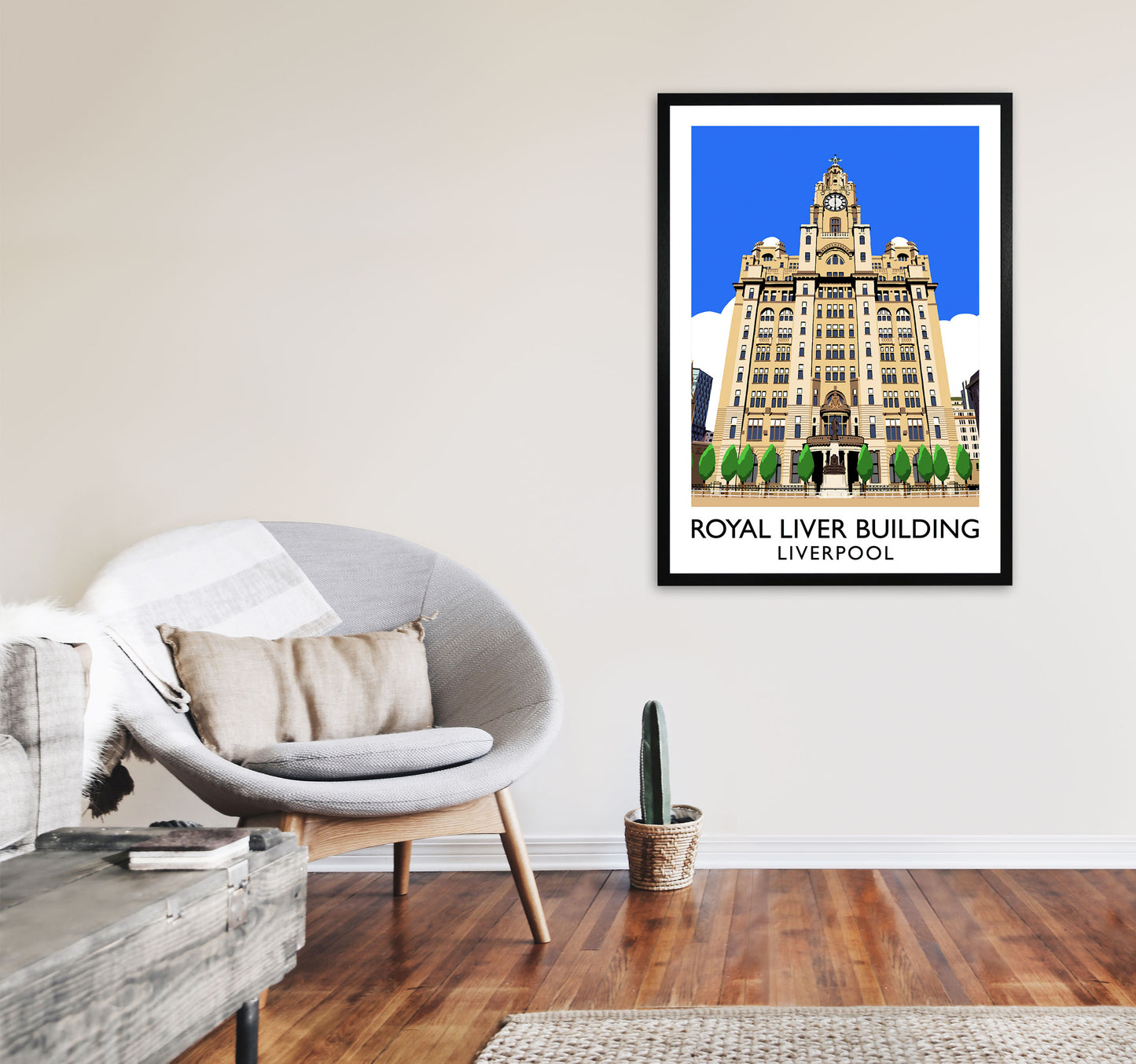 Royal Liver Building by Richard O'Neill A1 White Frame