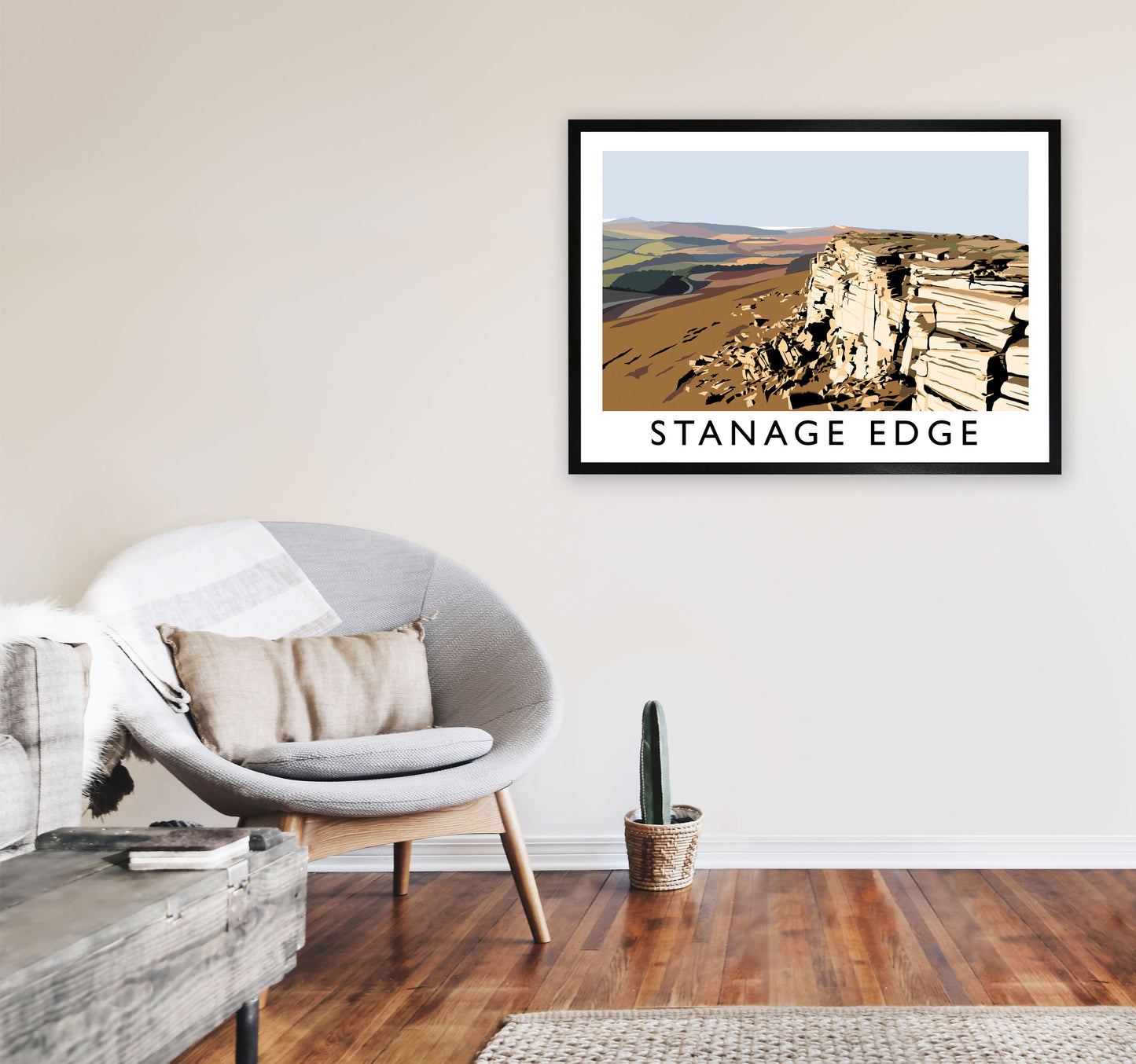 Stanage Edge by Richard O'Neill A1 White Frame