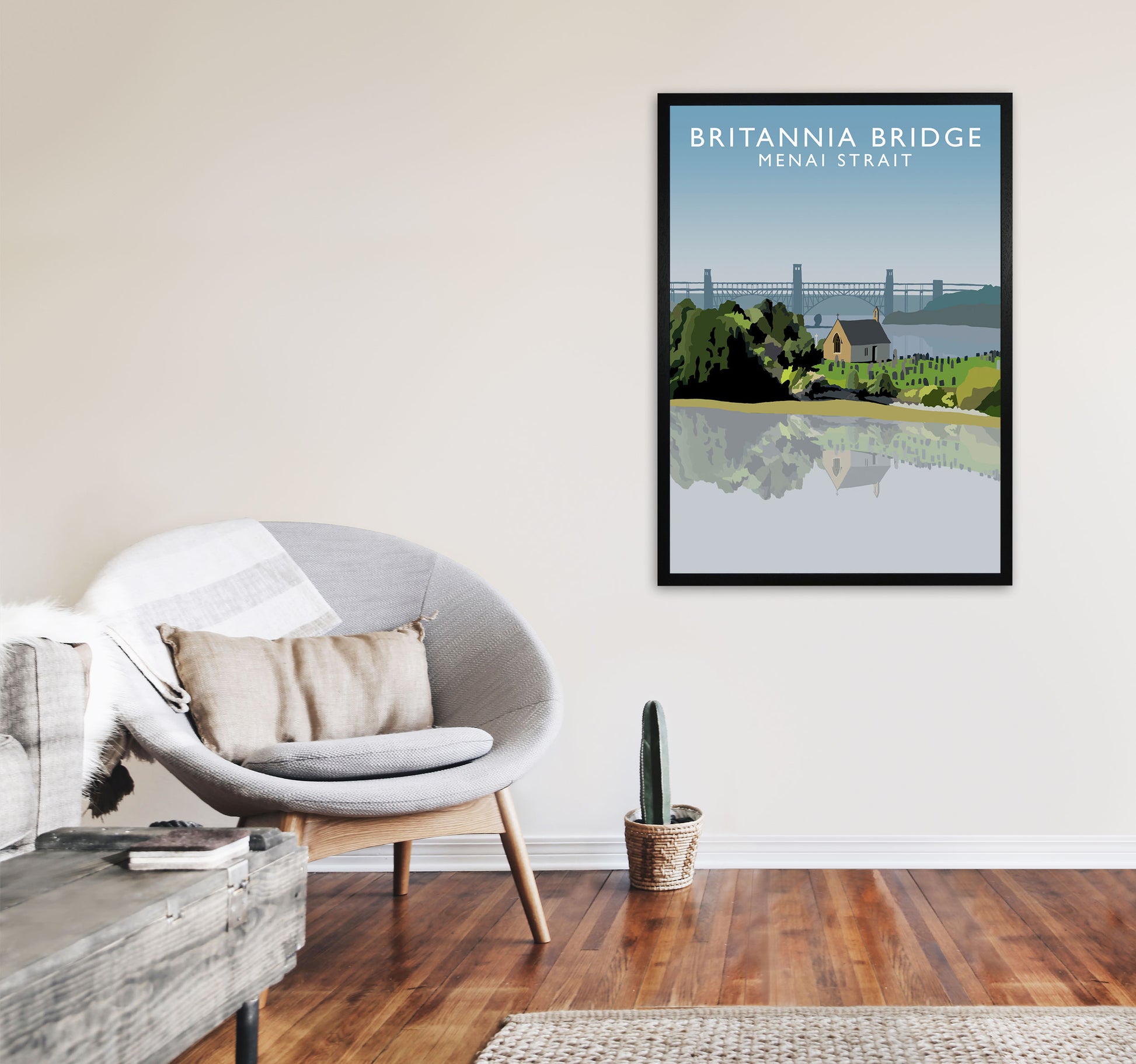 Britannia Bridge by Richard O'Neill A1 White Frame