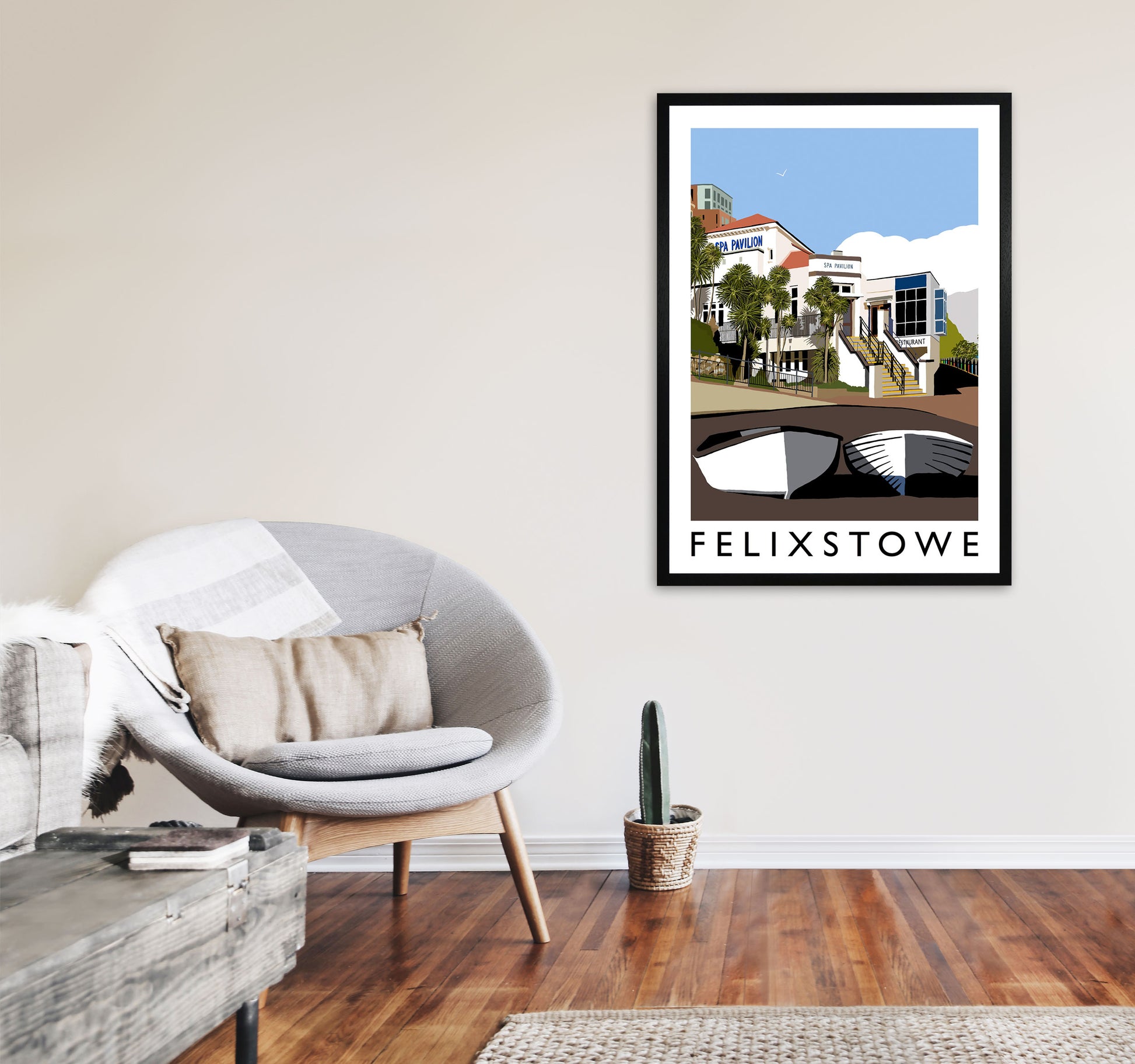 Felixstowe Art Print by Richard O'Neill A1 White Frame