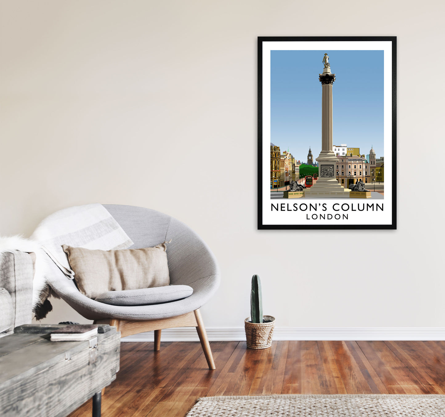 Nelson's Column London Art Print by Richard O'Neill A1 White Frame