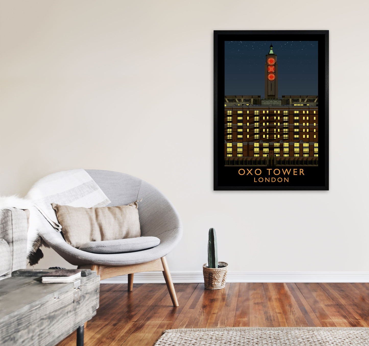 Oxo Tower by Richard O'Neill A1 White Frame