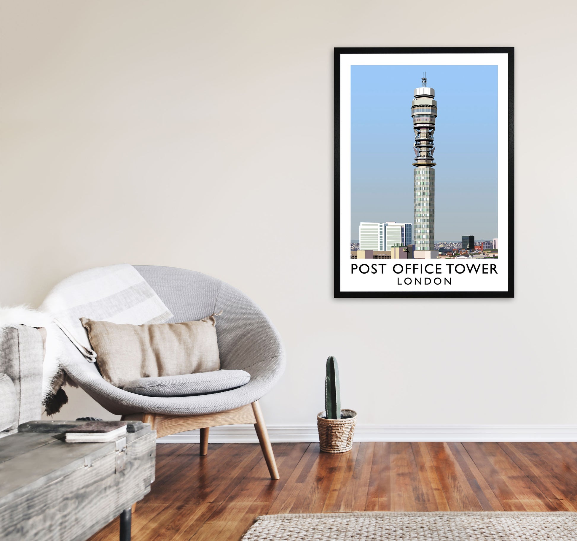 Post Office Tower London Art Print by Richard O'Neill A1 White Frame