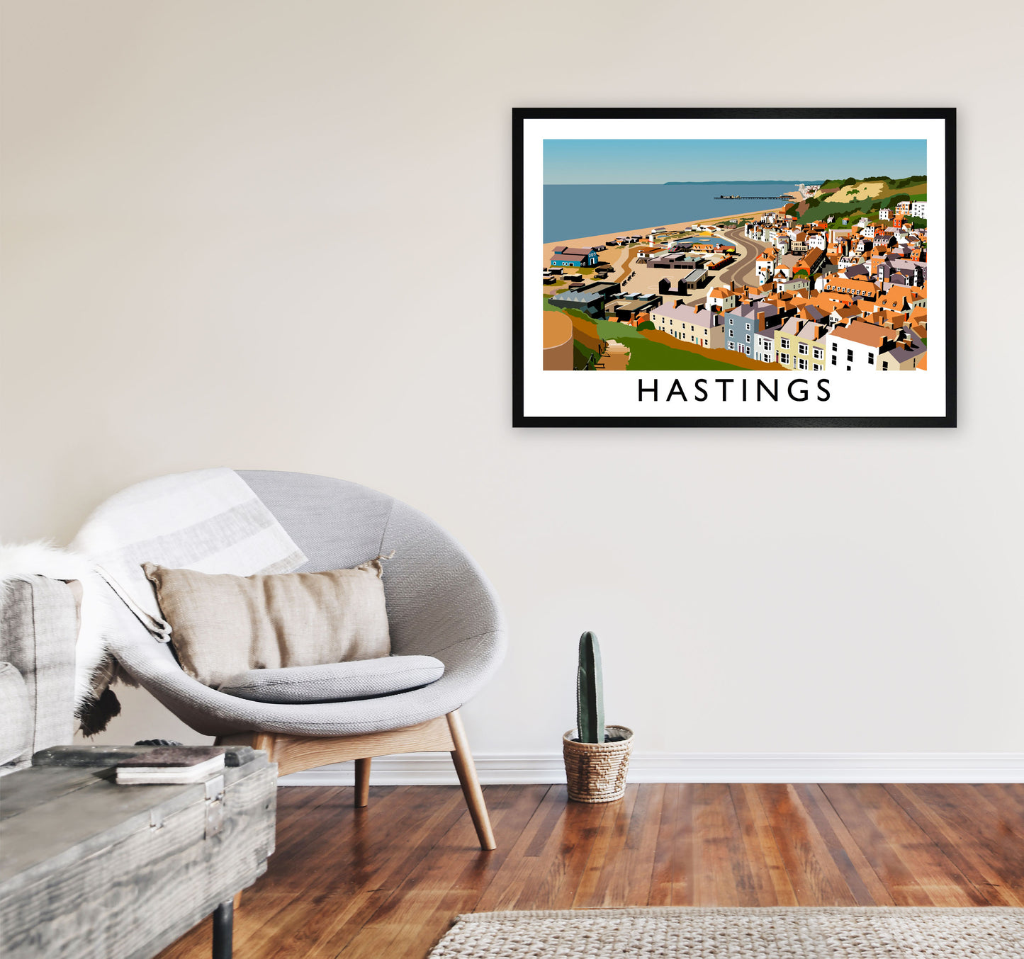 Hastings Framed Digital Art Print by Richard O'Neill A1 White Frame