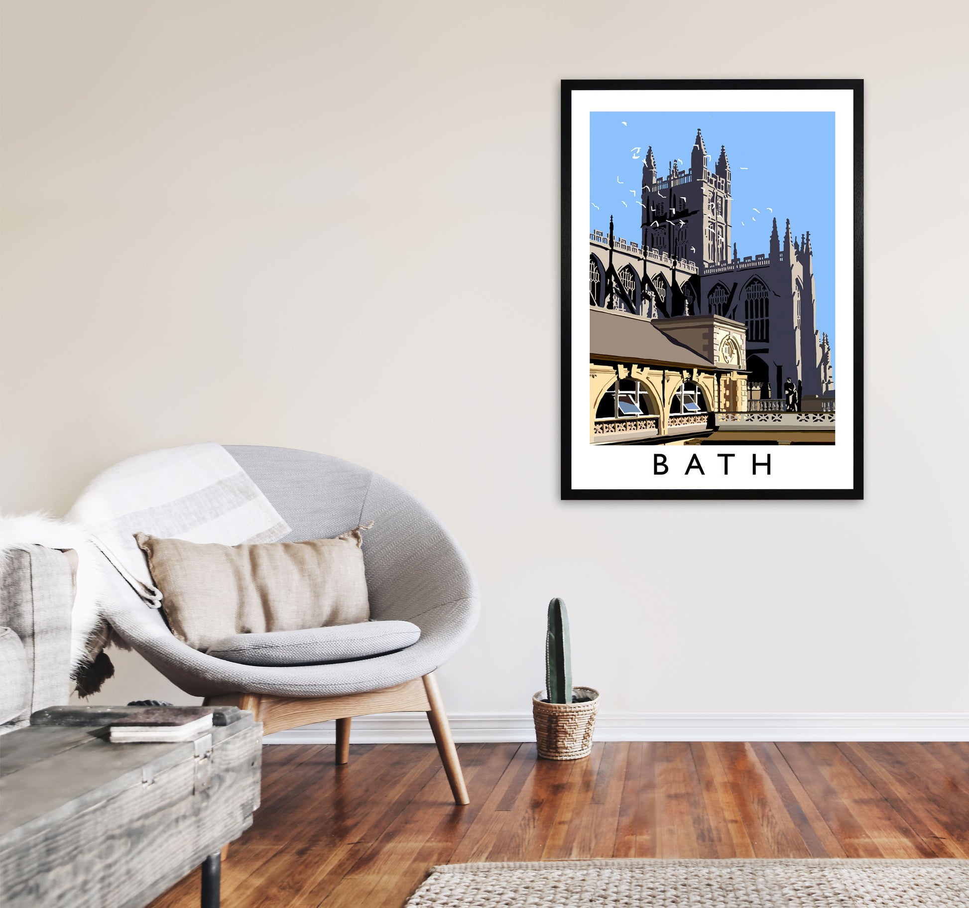 Bath by Richard O'Neill A1 White Frame